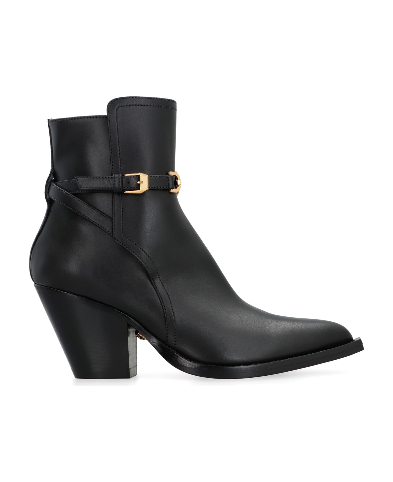 Versace Leather Ankle Boots - black