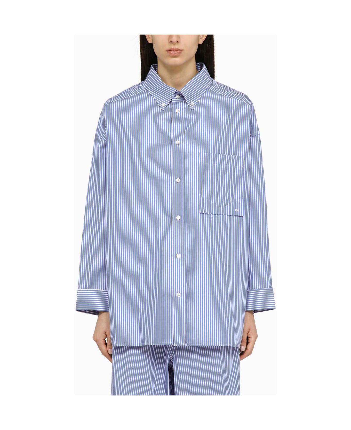 DARKPARK Blue\/white Striped Cotton Button-down Shirt - Blue