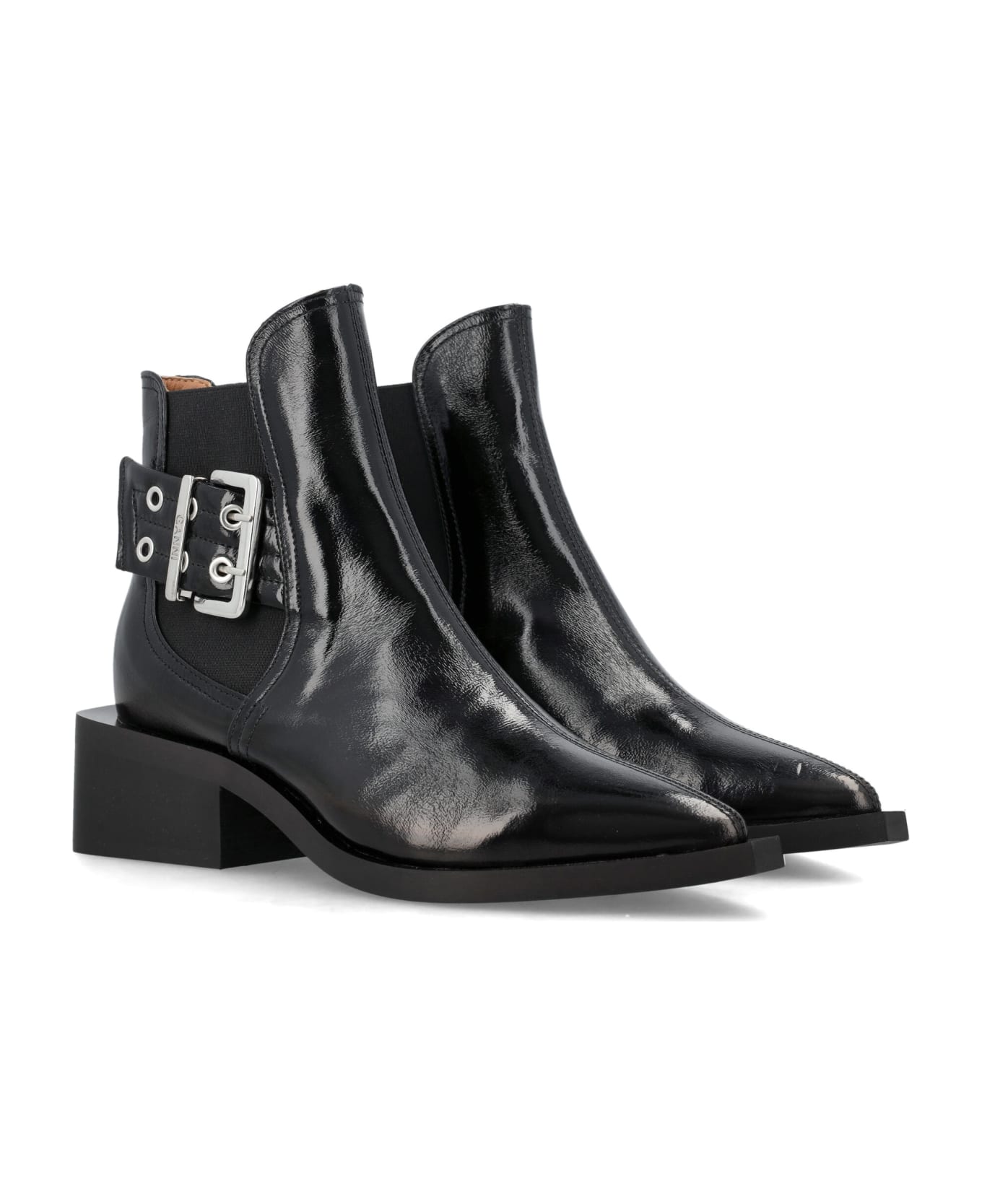 Ganni Chuncky Buckle Chelsea Boots - BLACK