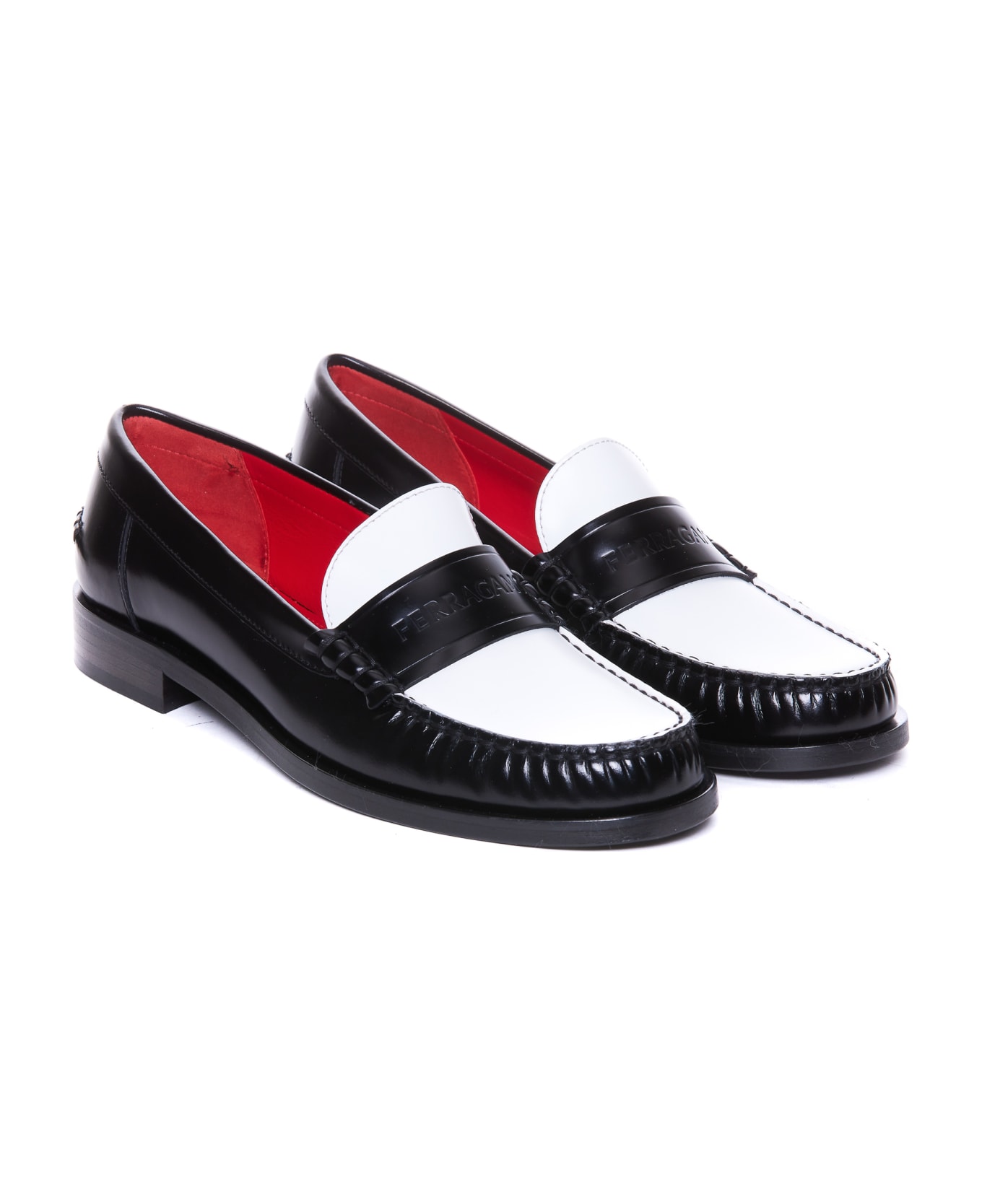 Ferragamo Irina Bicolor Loafers With Ferragamo Logo - Black フラットシューズ
