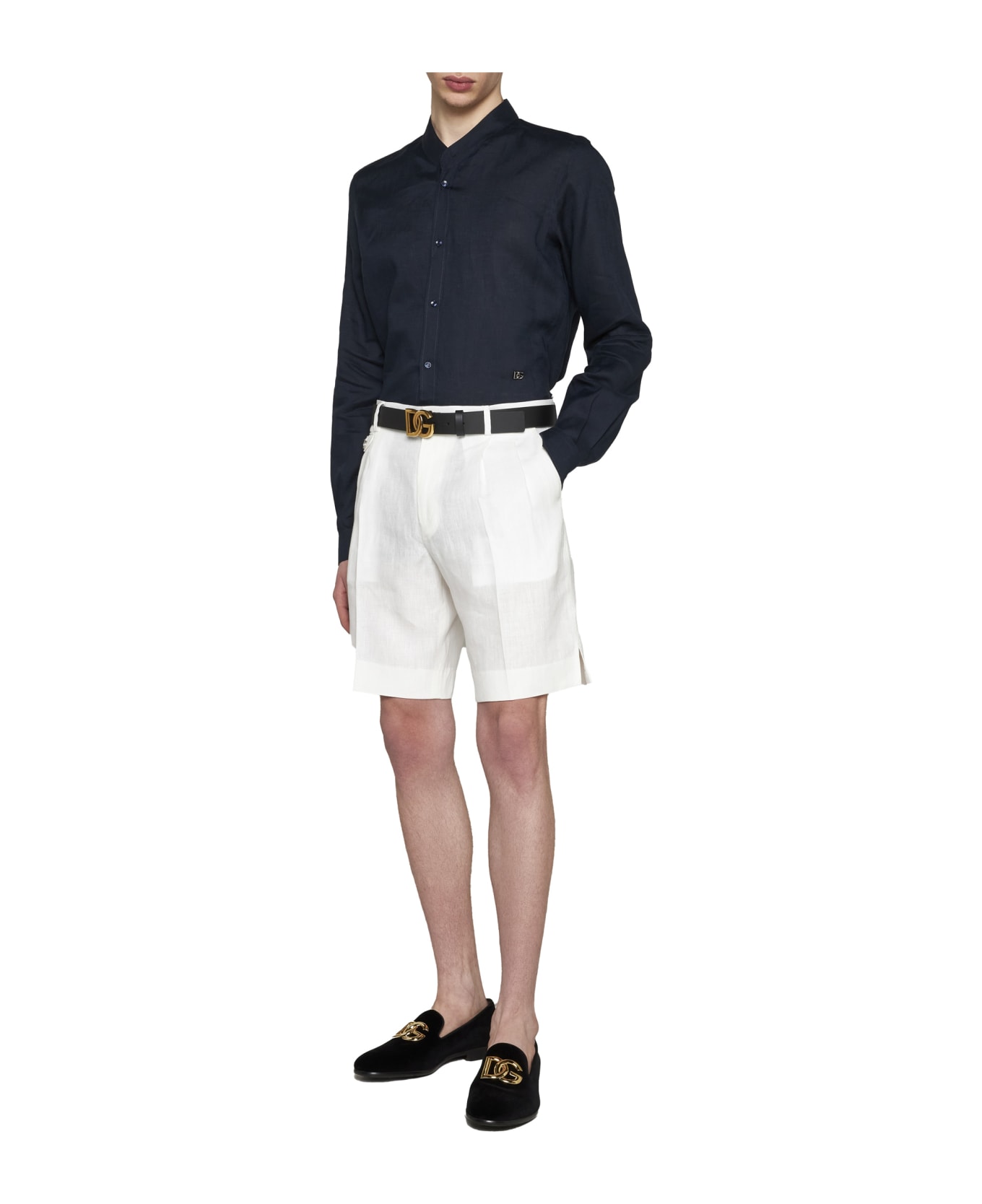 Dolce & Gabbana Slim Fit Plain Logo Plaque Shirt - Petrolio scurissimo