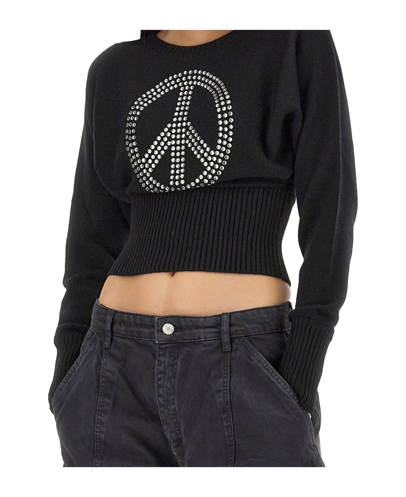 M05CH1N0 Jeans Peace Symbol Jersey - BLACK