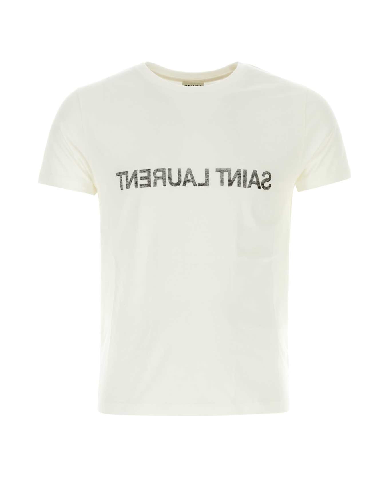 Saint Laurent White Cotton T-shirt - Multicolor