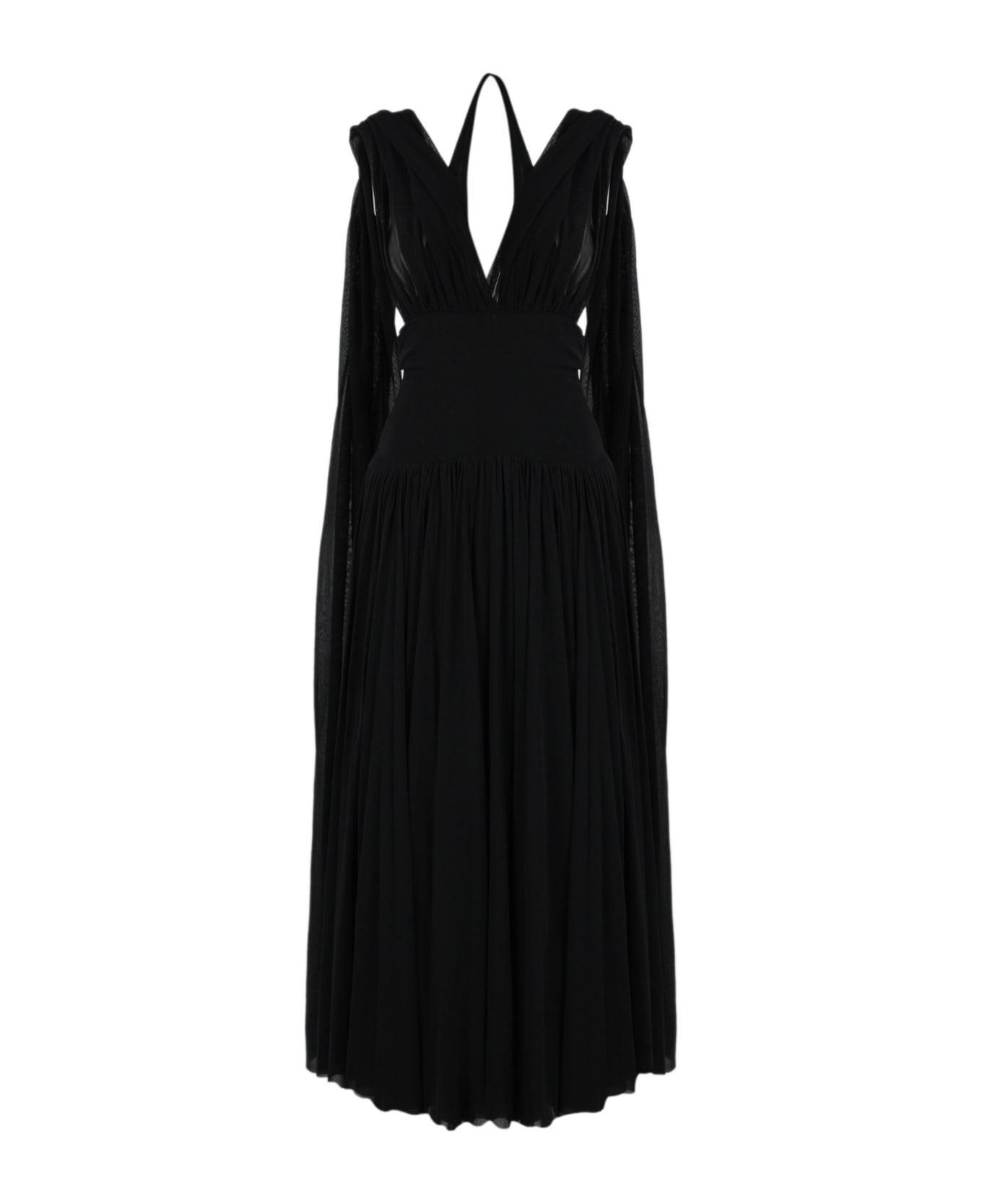 Philosophy di Lorenzo Serafini Long Black Mesh Design Dress - Nero ワンピース＆ドレス