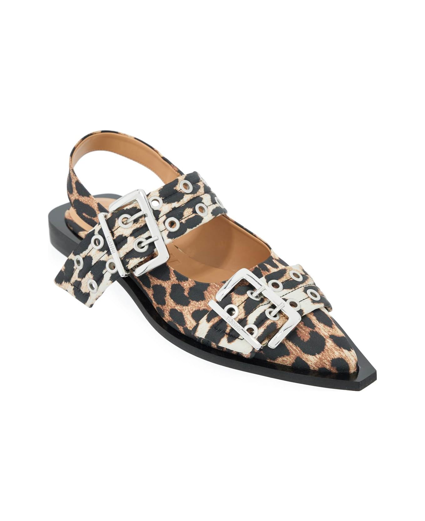 Ganni Feminine Buckle Ballerinas - LEOPARD (Brown)
