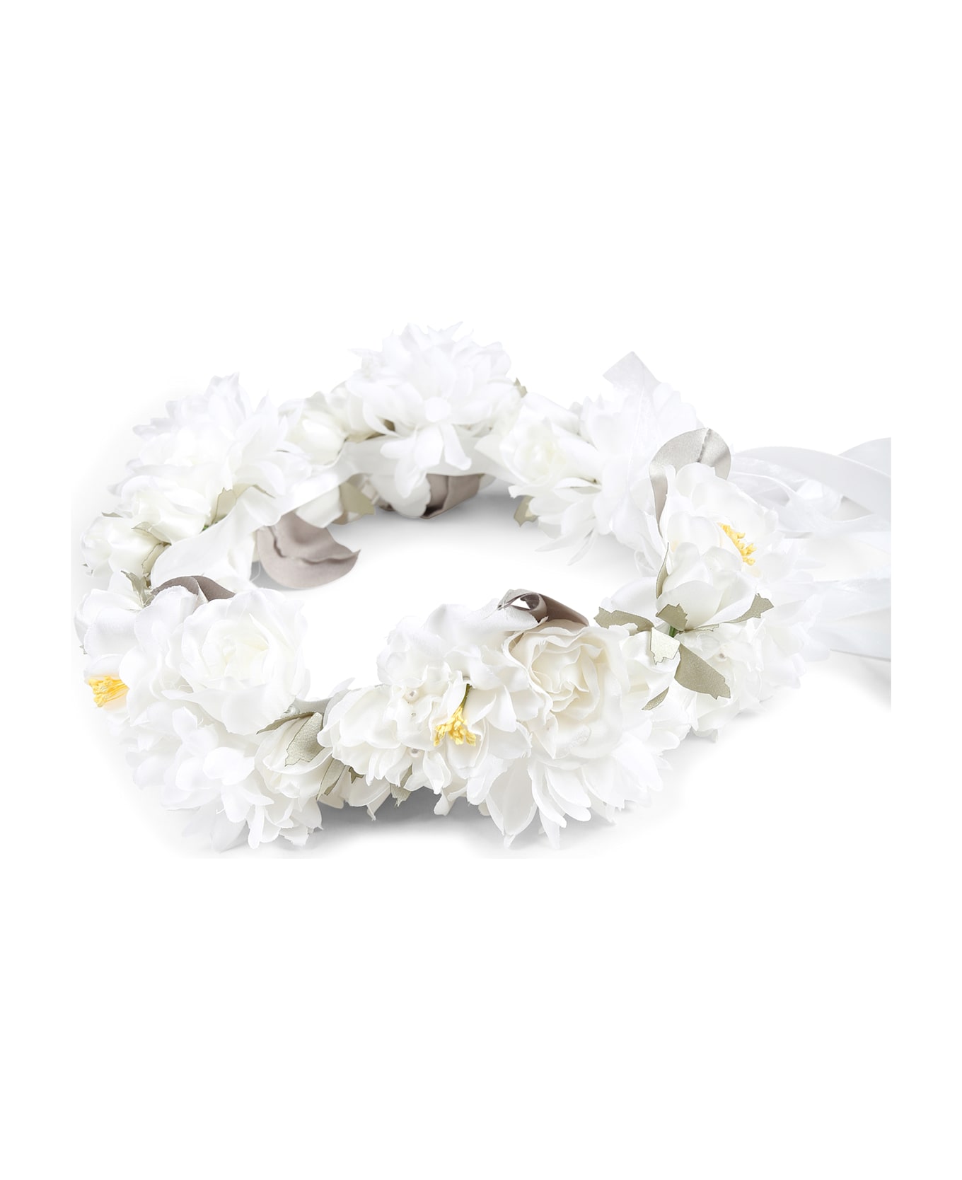 Monnalisa White Headband For Girl With Roses - White