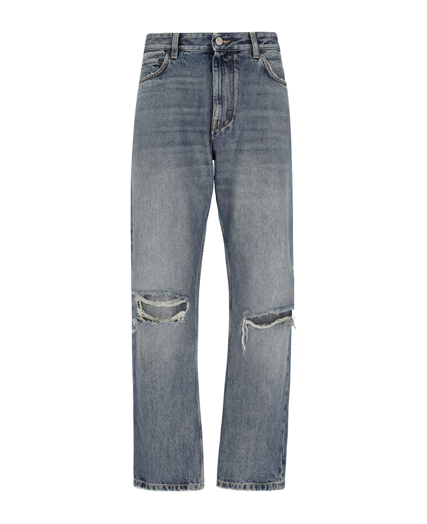 Balenciaga Destroyed Loose Jeans - Blue