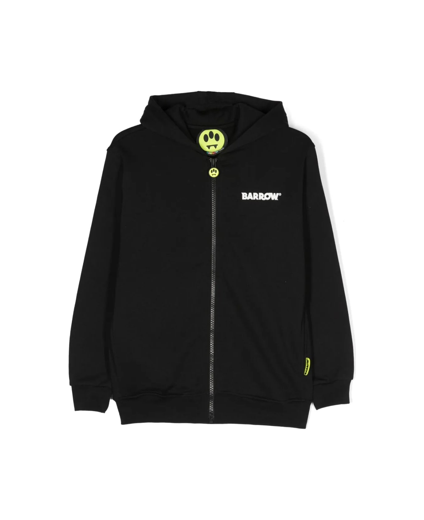 Barrow Black Zippered Hoodie With Front And Back Logo - BLACK