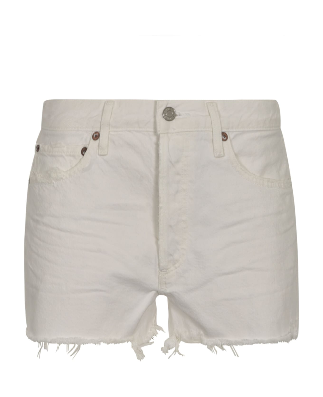 AGOLDE Distressed Buttoned Denim Shorts - DOUGH ショートパンツ