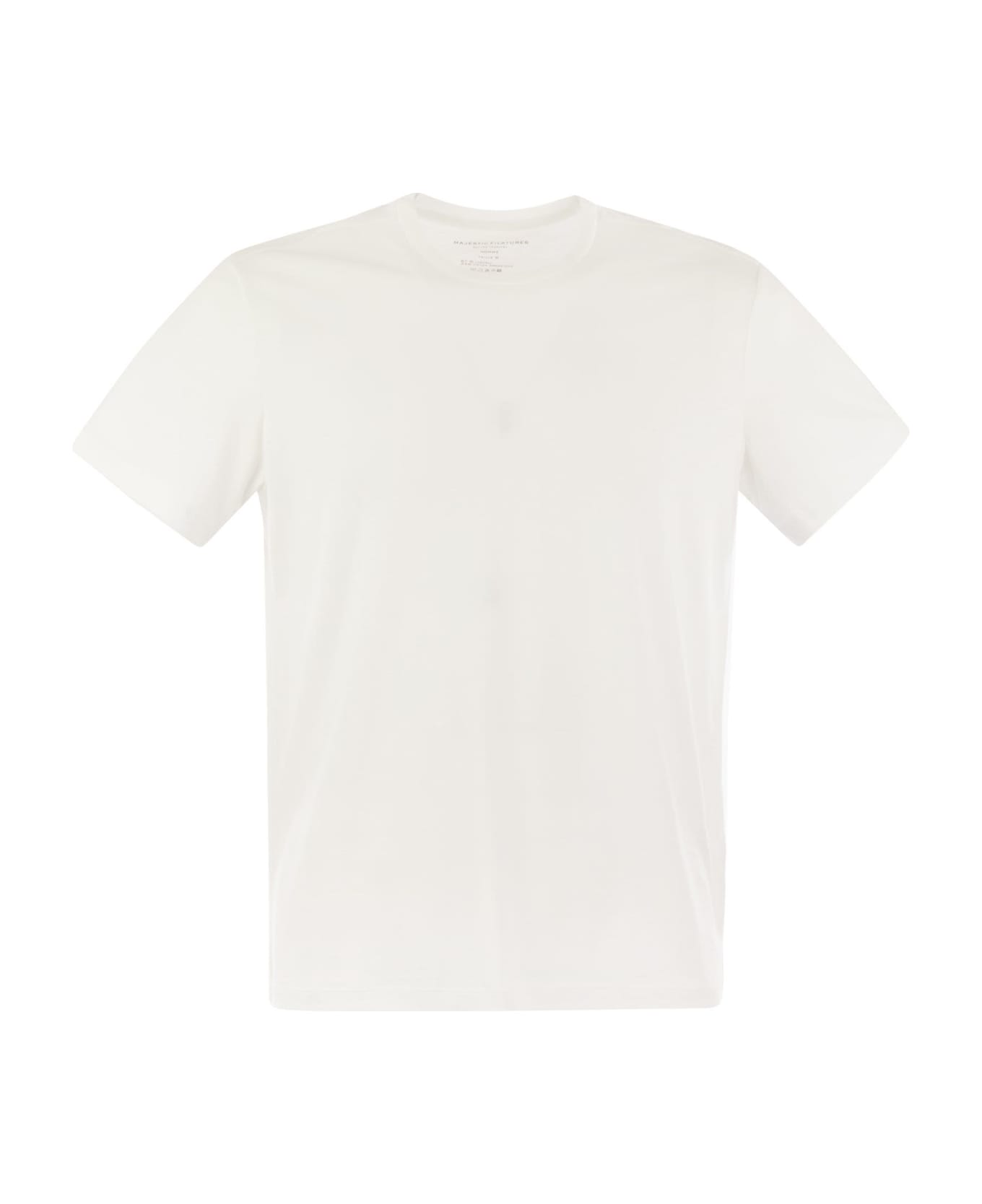 Majestic Filatures Short-sleeved T-shirt In Lyocell And Cotton - Bianco