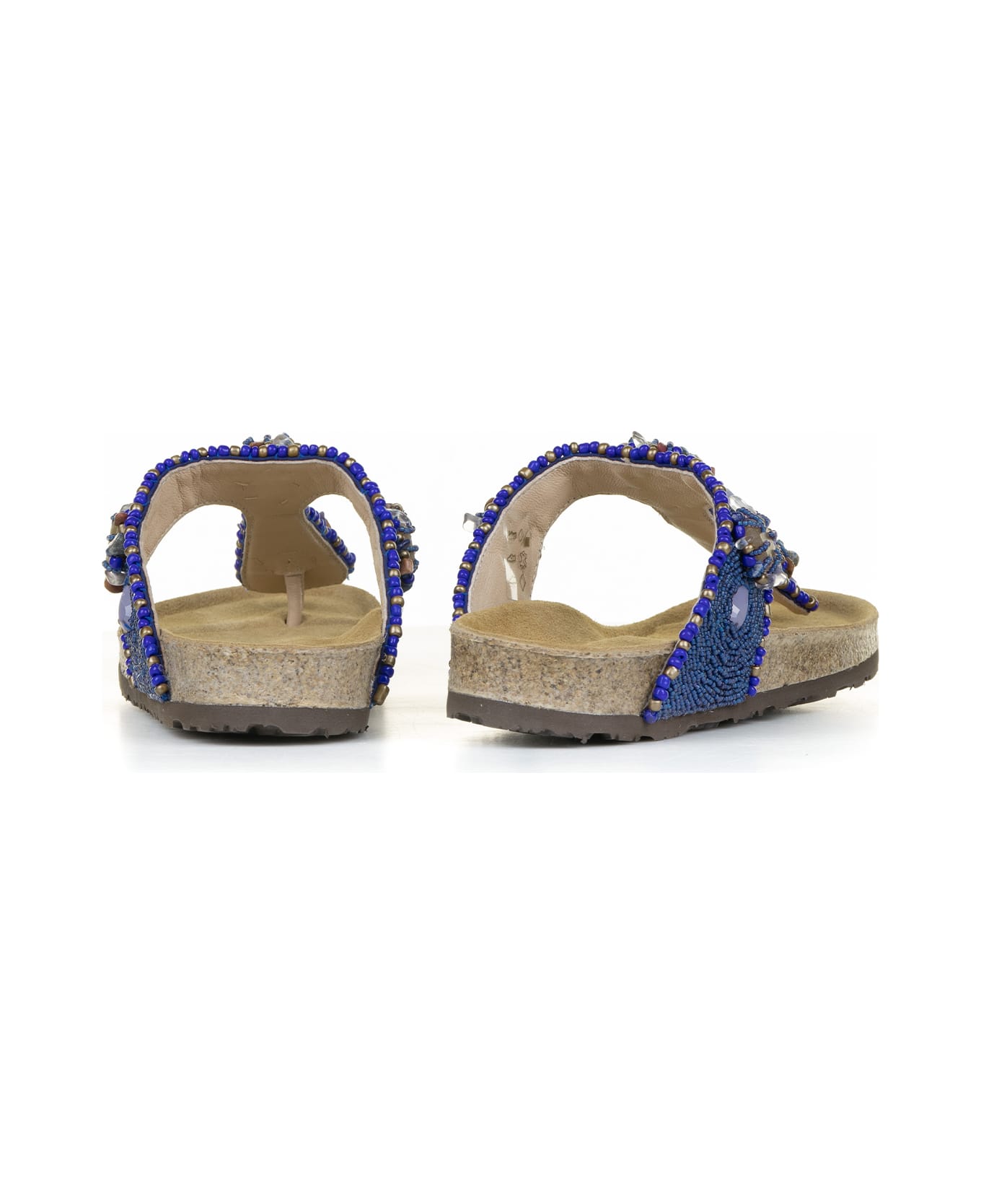 Malìparmi Flip-flops With Jewelery Embroidery On Beads - BLU/BEIGE