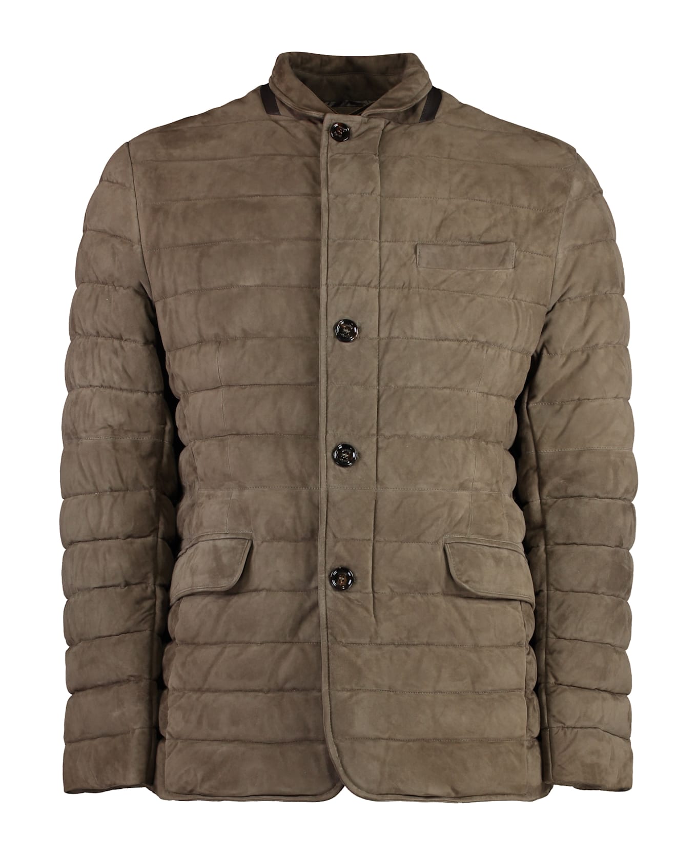 Moorer Zavyer Leather Padded Jacket - turtledove