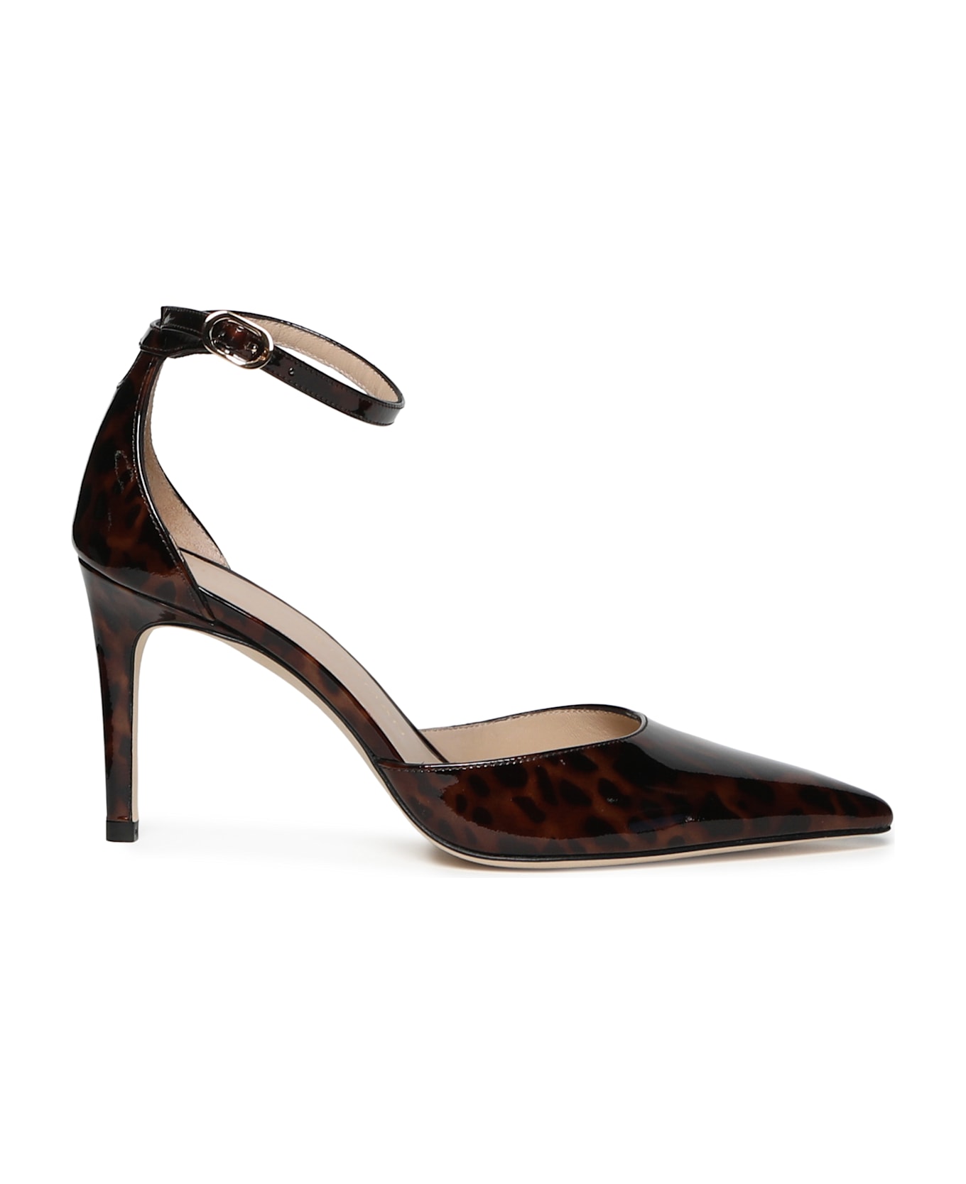 Stuart Weitzman Stuart Power Strapi Leather Pumps - DARK BROWN