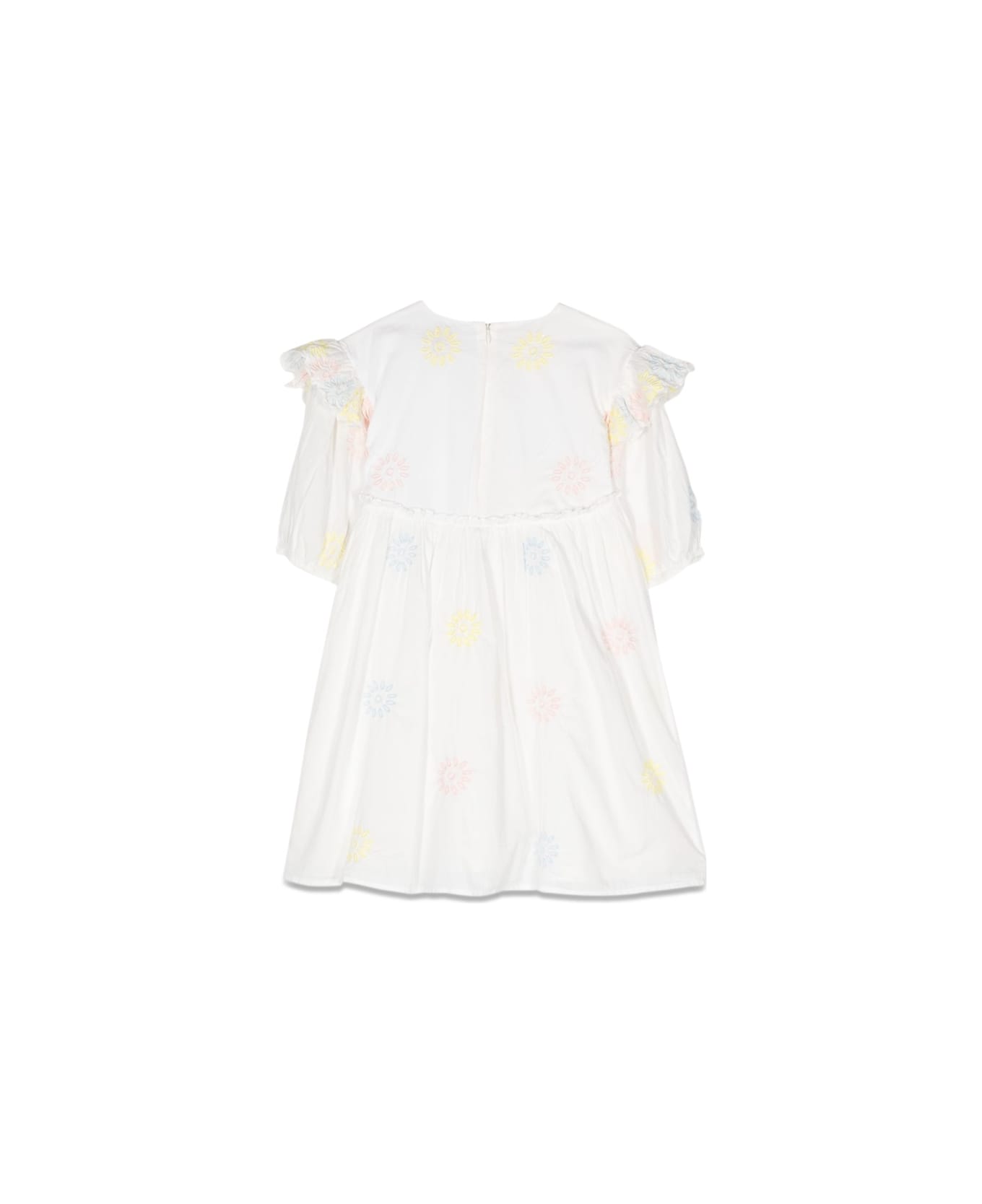 Stella McCartney 3/4 Sleeve Embroidered Dress - IVORY ワンピース＆ドレス