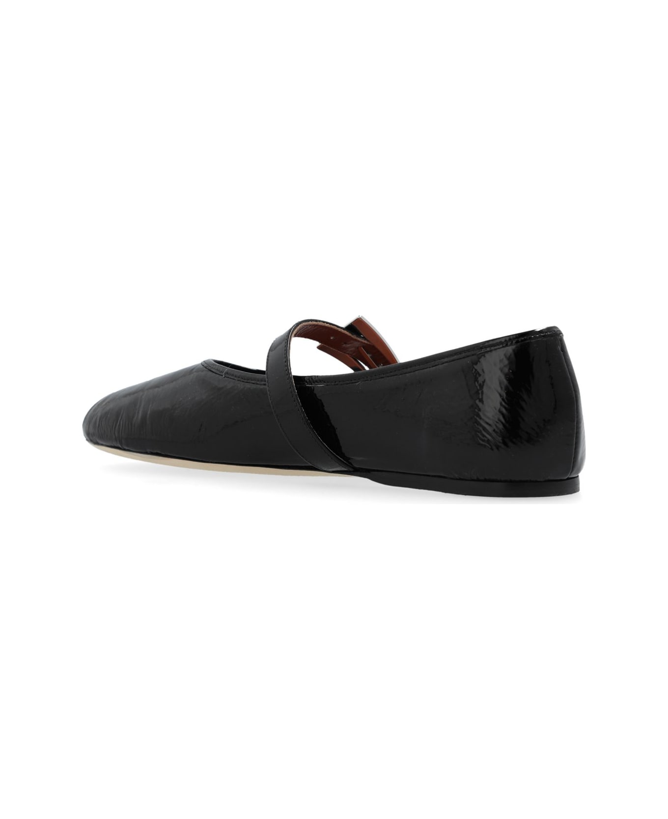 Paris Texas Sveva Patent Buckle Ballet Flat Shoes - Nero