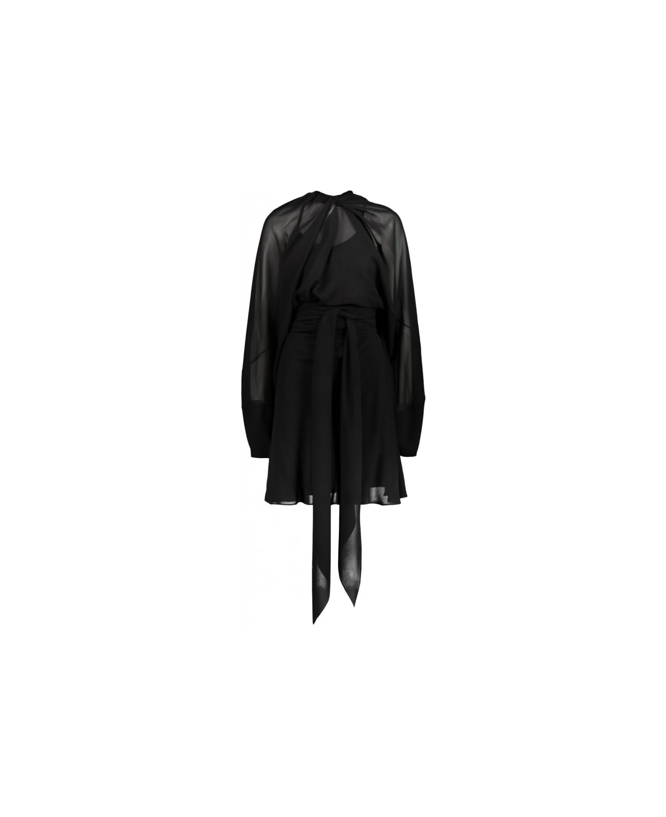 Maison Margiela Long-sleeved Mini Dress In Chiffon Silk