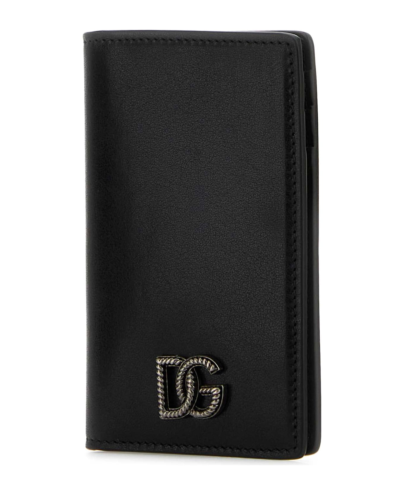 Dolce & Gabbana Black Leather Card Holder - NERO