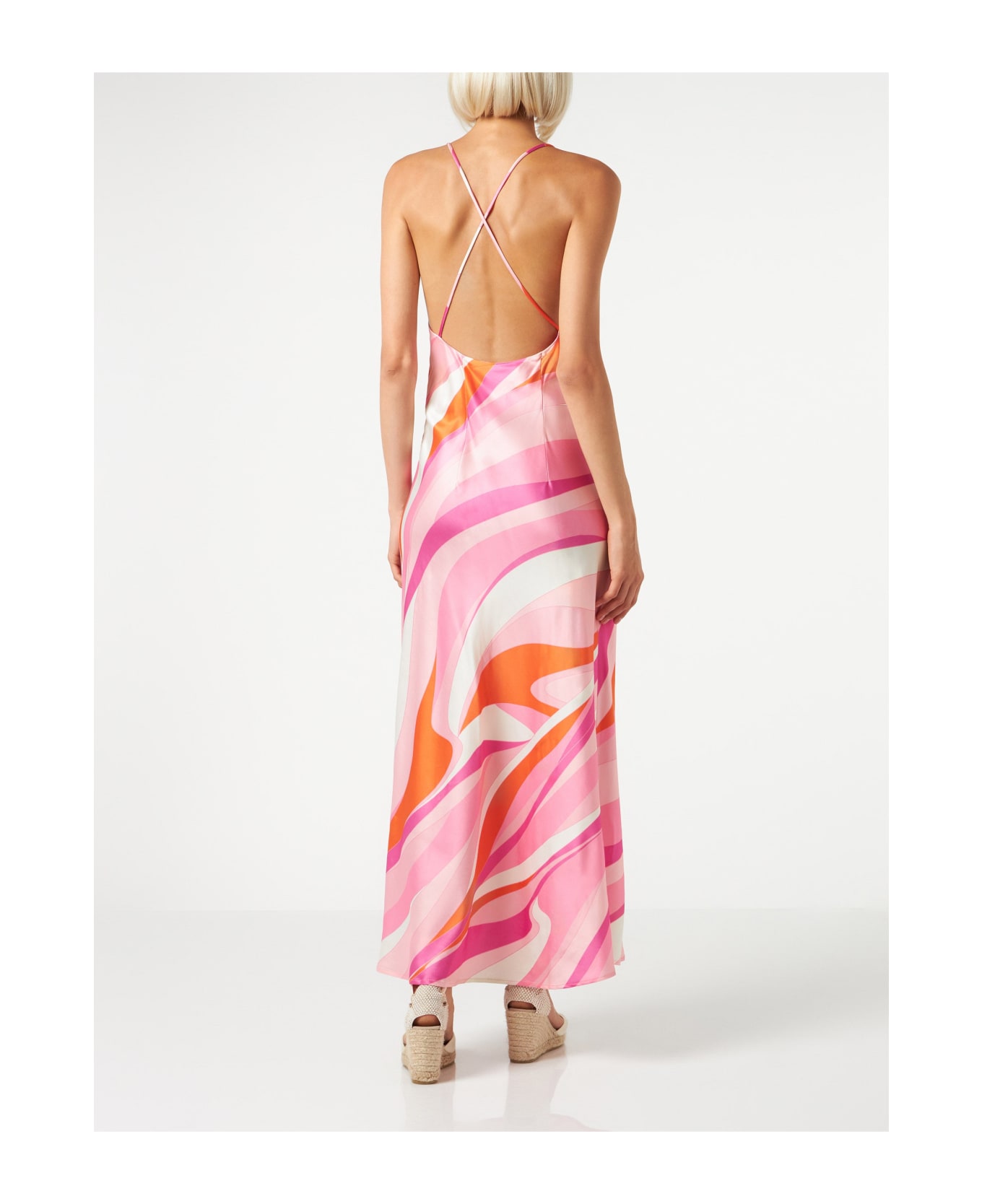 MC2 Saint Barth Woman Slip Dress Eydis With Wave Print - PINK