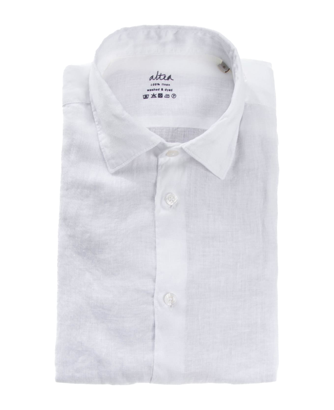 Altea Slim Fit Linen Shirt - BIANCO OTTICO