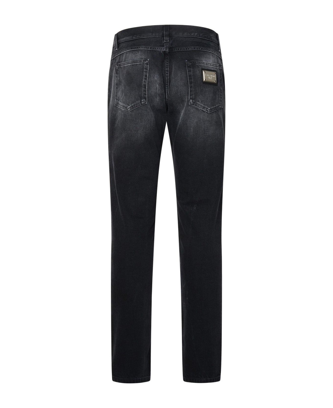 Dolce & Gabbana Logo Plaque Straight-leg Jeans - BLACK