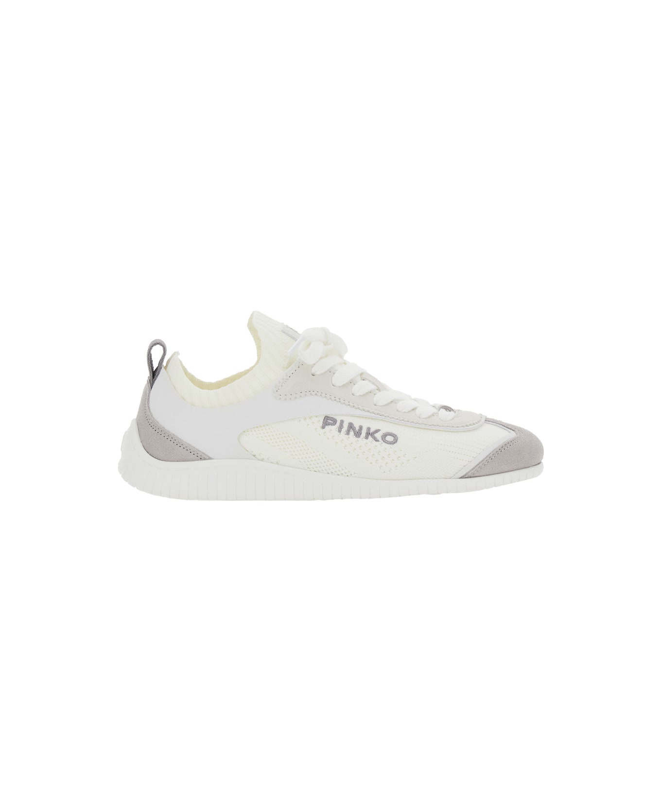 Pinko 'reby 03' White Sneakers With Logo Patch On The Tongue And Logo Lettering On The Side In Cotton Blend Woman - White