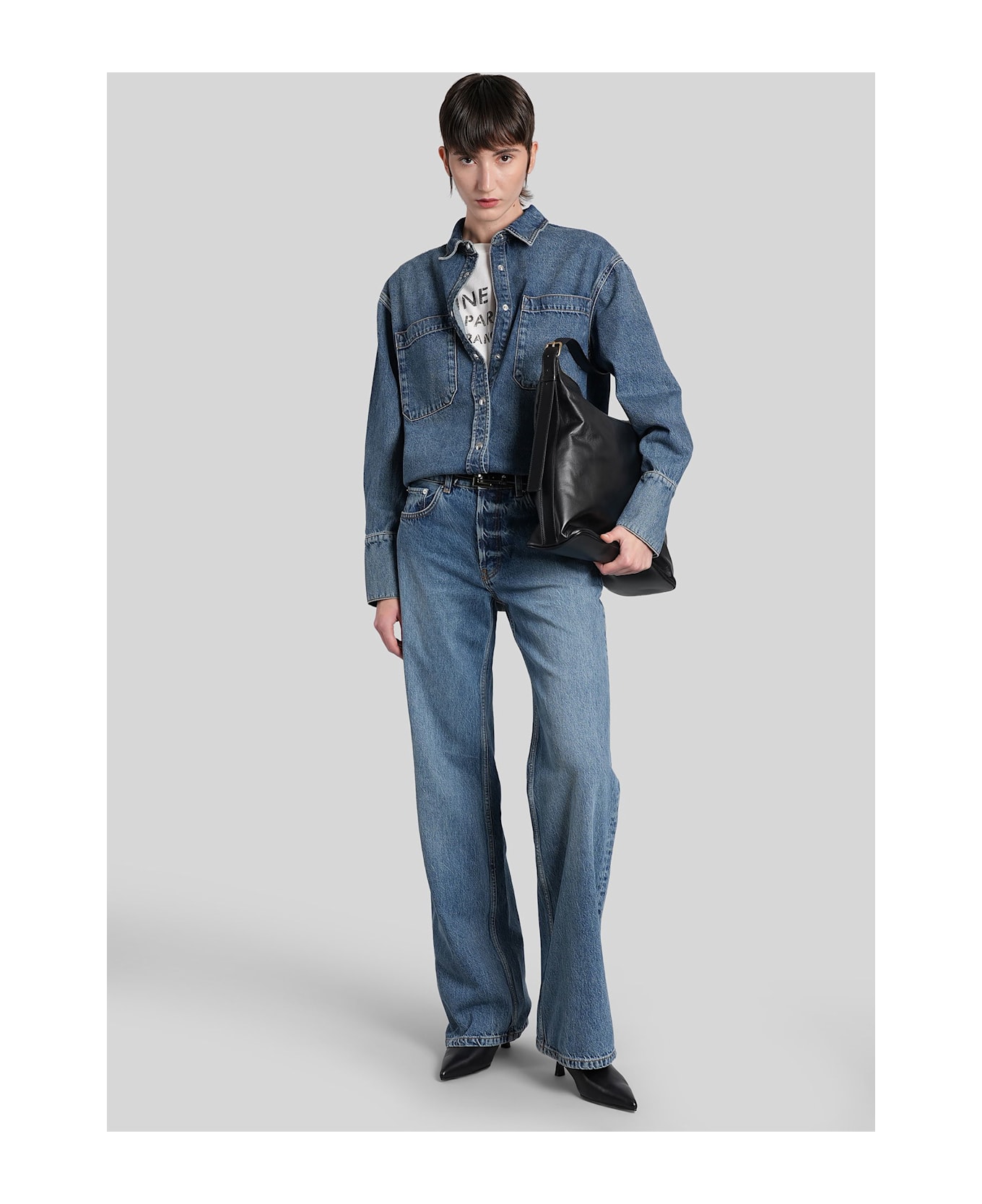 Anine Bing Dante Shirt In Blue Cotton - blue