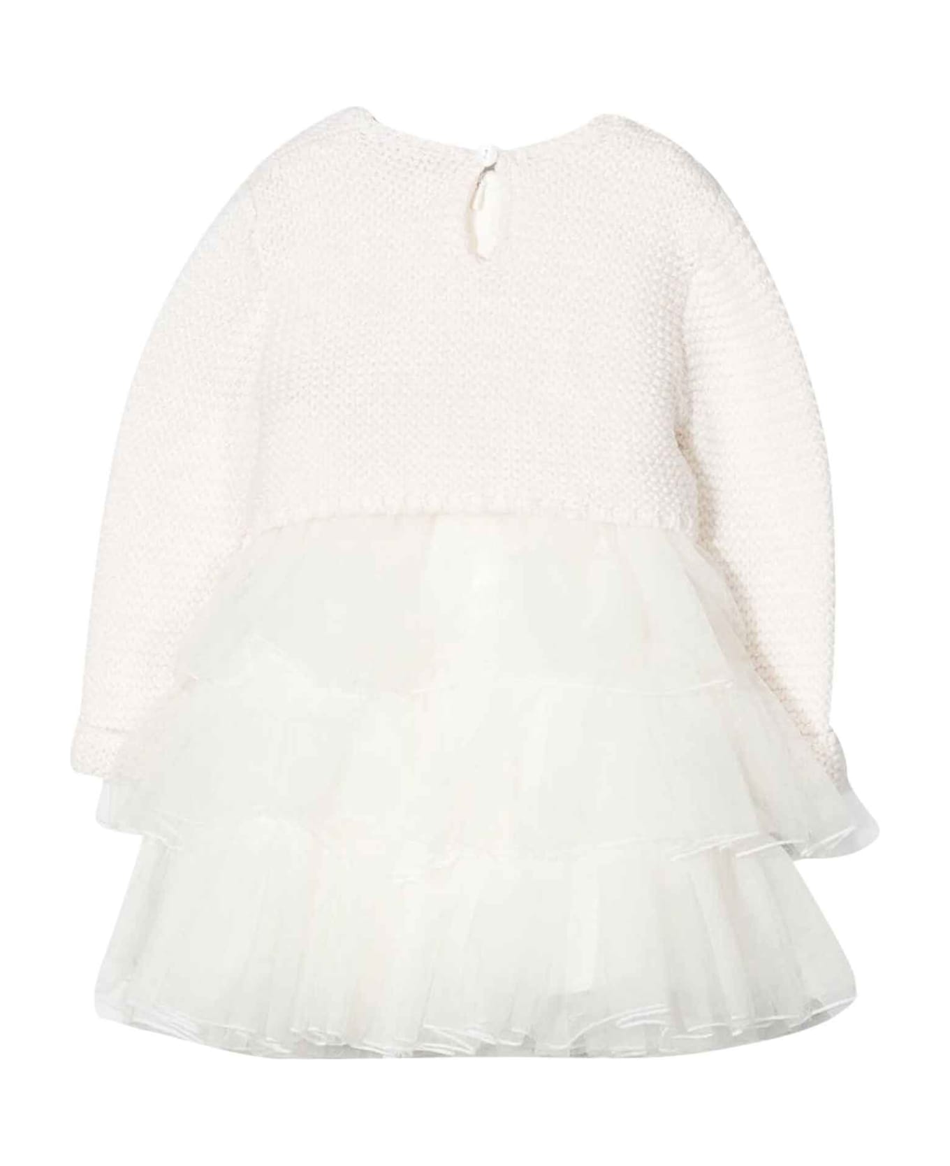 Monnalisa White Dress Baby Girl - Bianco