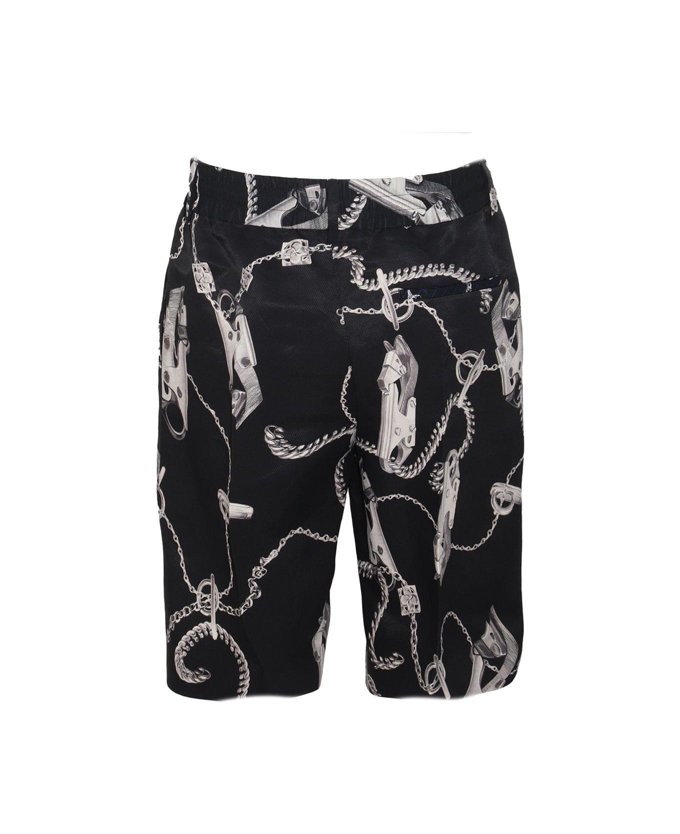 Burberry Chain Link-printed Knee-length Shorts - Black