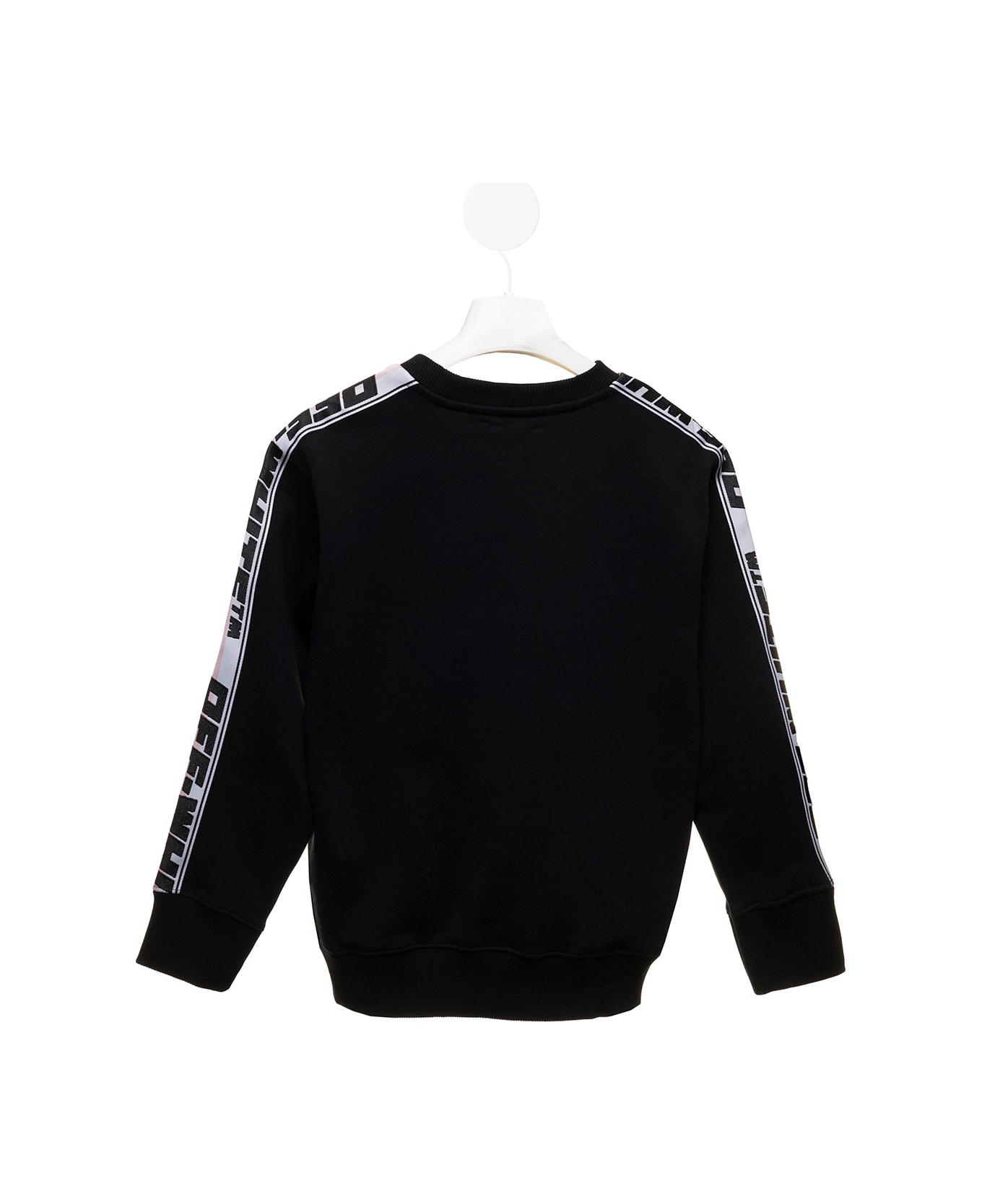 Off-White Black Cotton Sweatshirt With Logoed Stripes Off White Kids Boy - Black