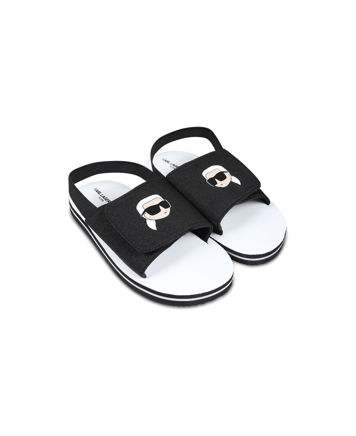 Karl Lagerfeld Kids Black Sandals For Babykids And Kids With Karl Lagerfeld - Black