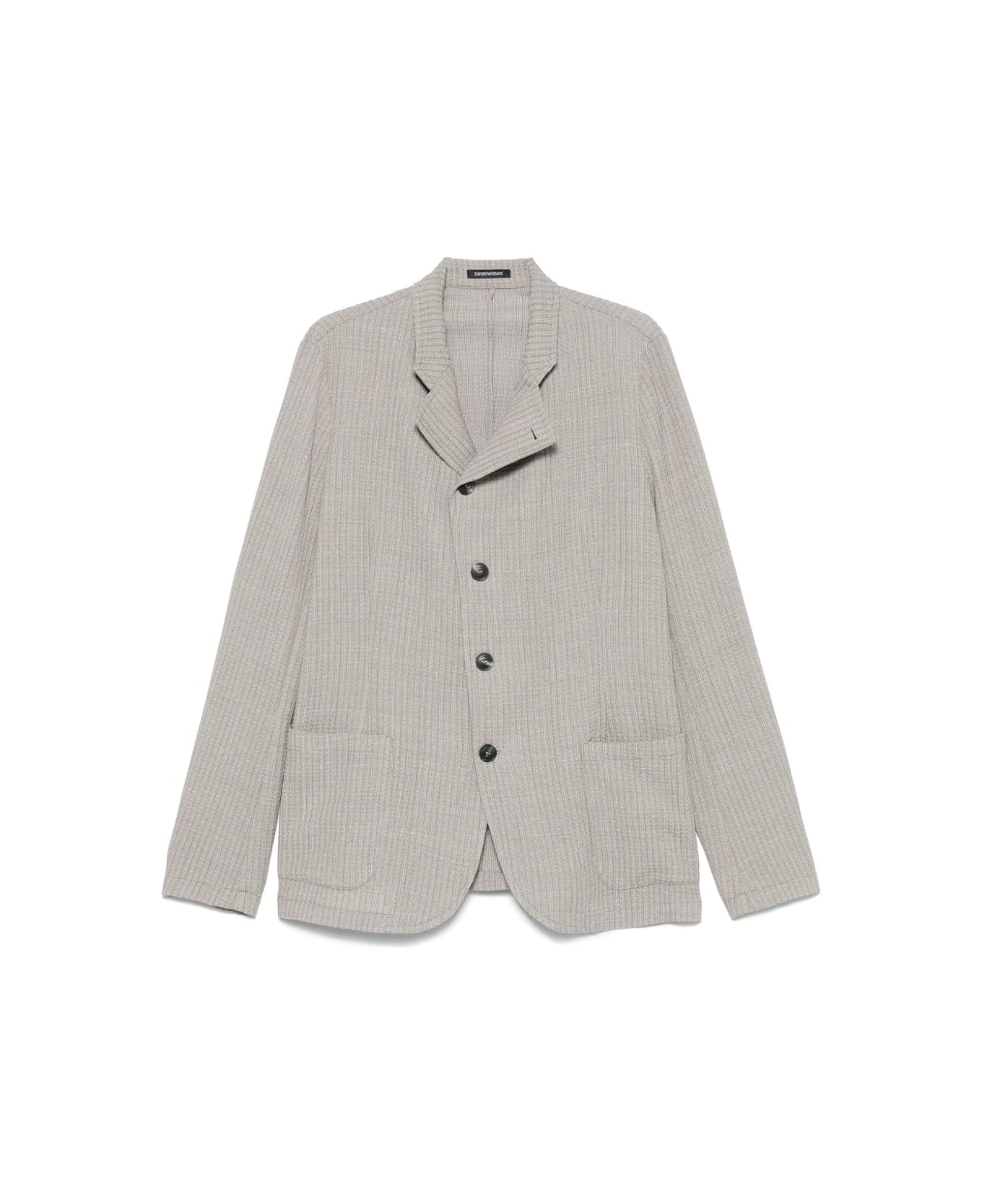 Emporio Armani Wool Single-breasted Blazer Jacket - Beige