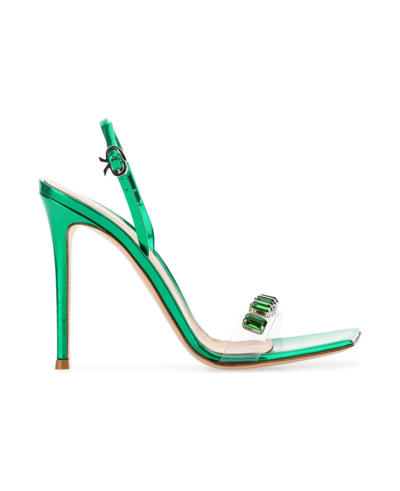 Gianvito Rossi Green Leather â and Pvc Ribbon Candy Sandals - TRGR サンダル