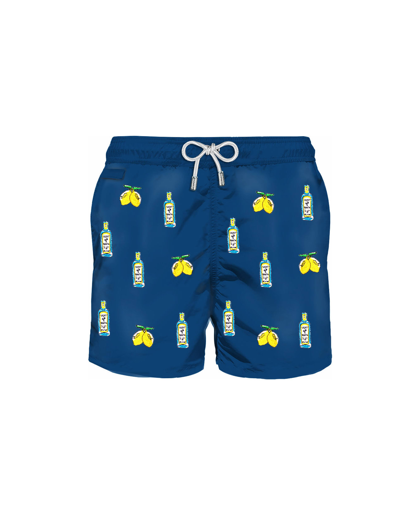 MC2 Saint Barth Man Light Fabric Swim Shorts With Gin Lemon Embroidery - BLUE