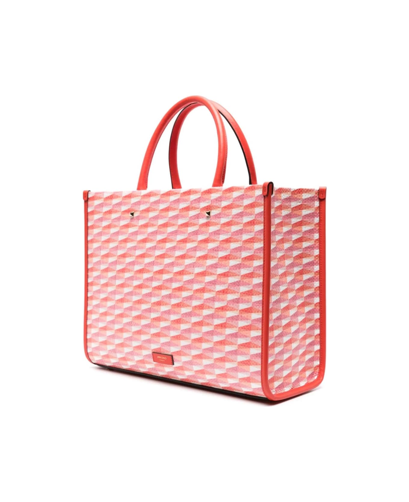 Jimmy Choo Avenue M Tote Bag In Paprika/mix Rosa Confetto - Red