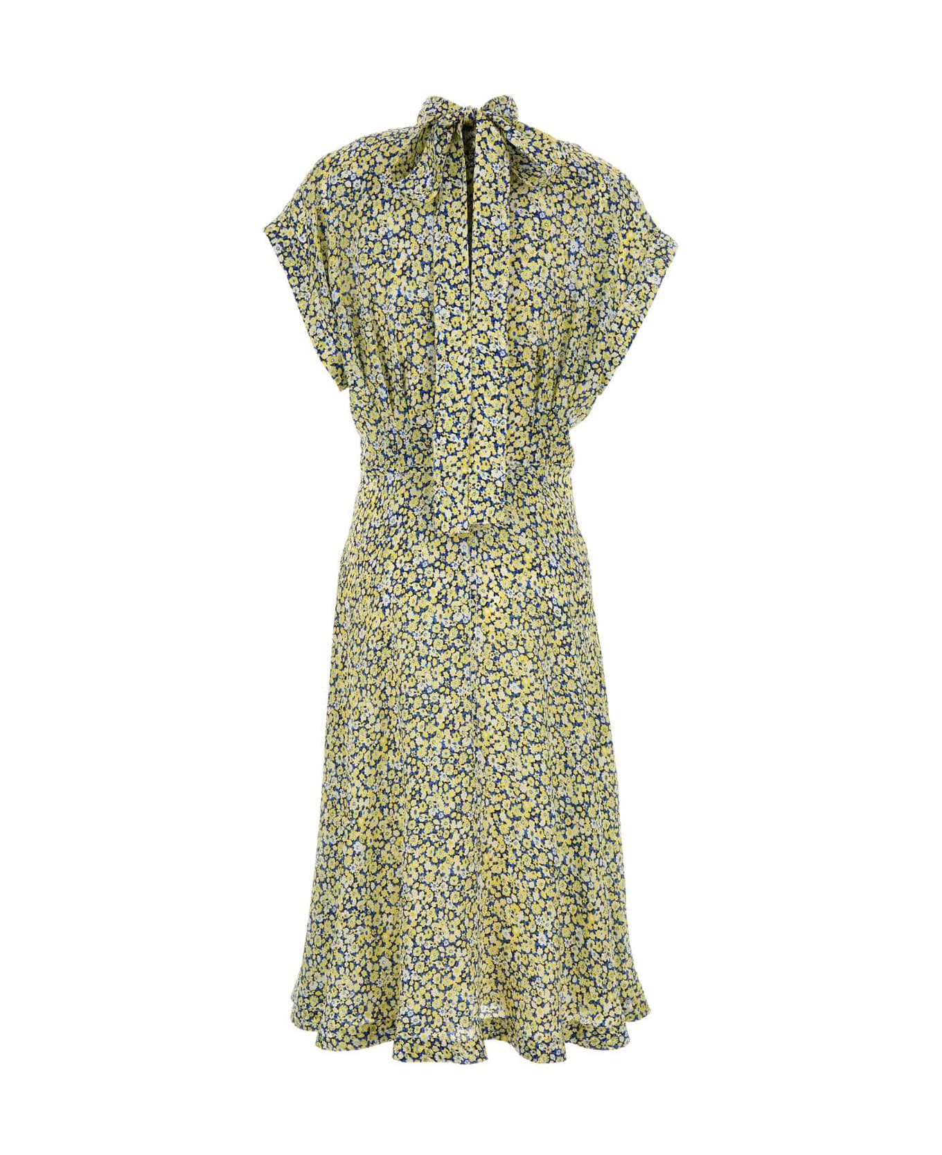 Bottega Veneta Printed Silk Dress - CHALKPOLLENBLUE