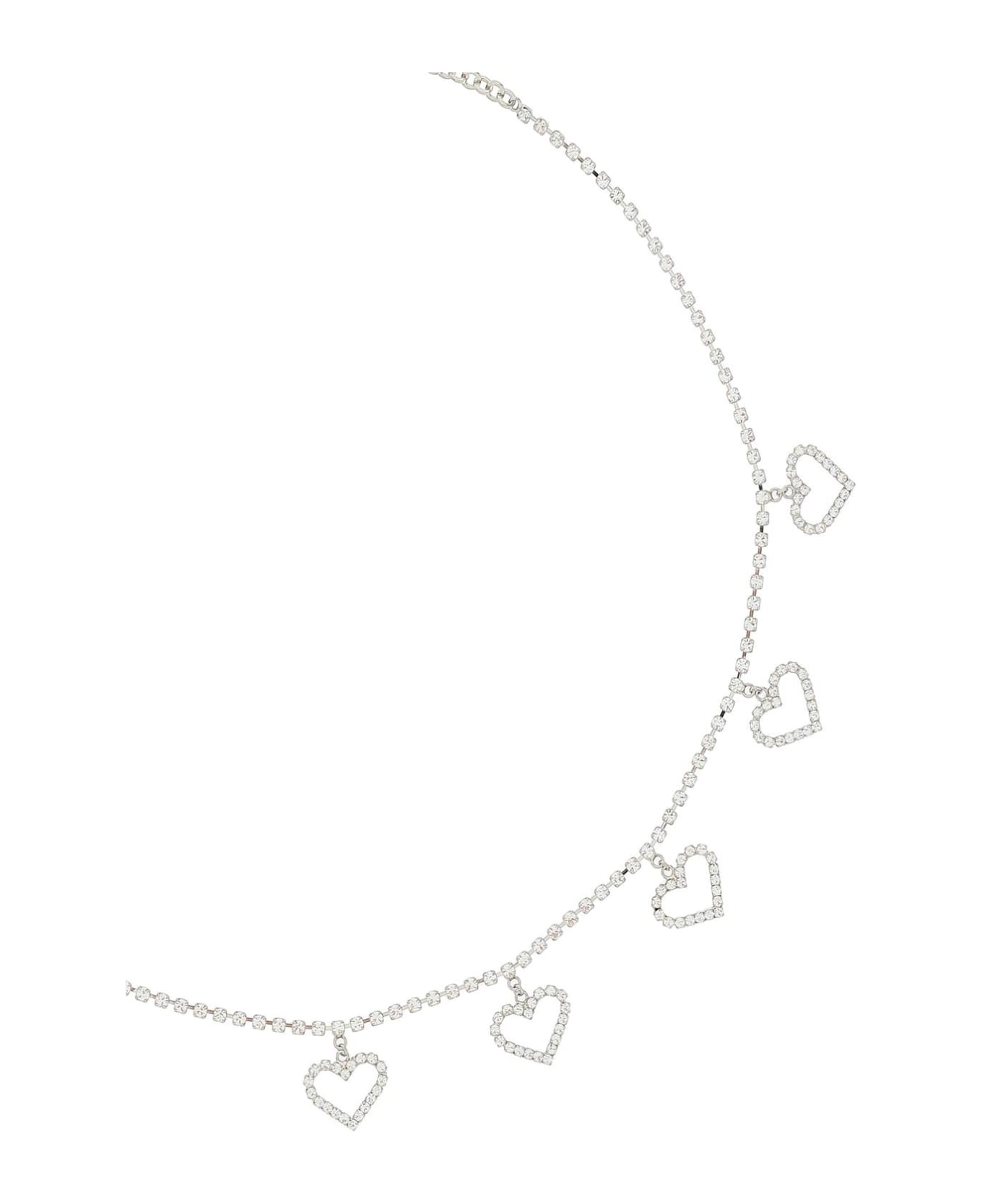 Alessandra Rich Crystal Belt With Heart Pendants - CRYSTAL SILVER (Silver) ベルト