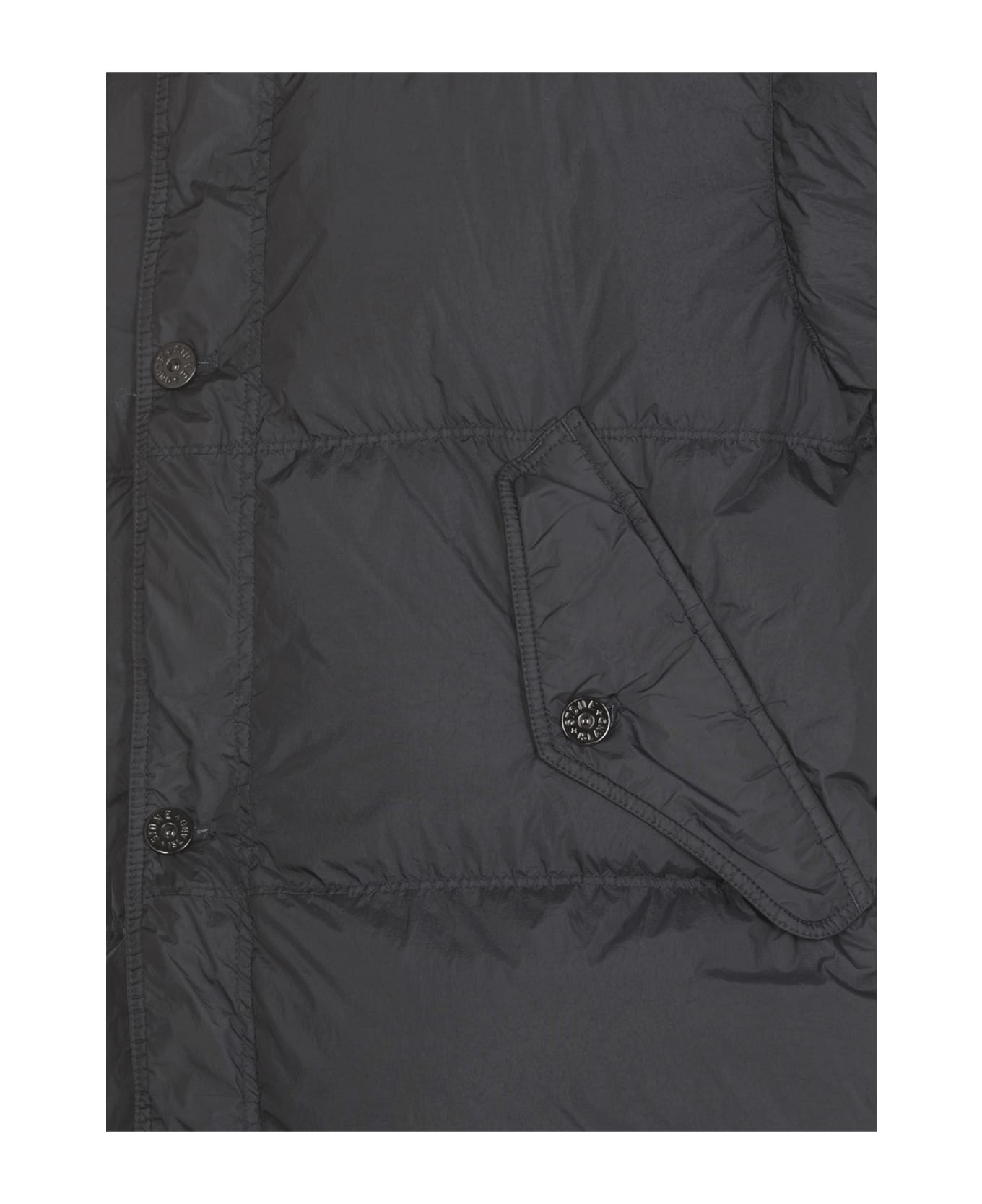 Stone Island Down Jacket With Logo - Blue