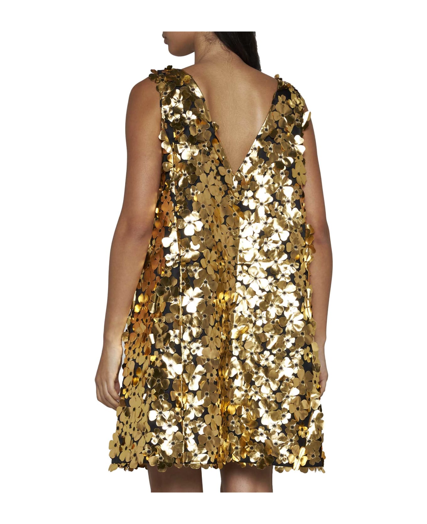 Stine Goya Dress - Golden metallic 3d flowers