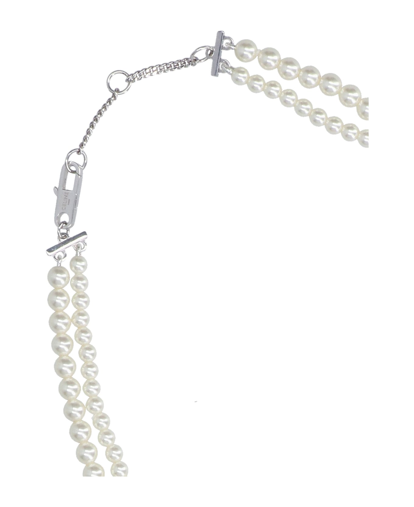 Celine Double Necklace With Glass Beads - Silver