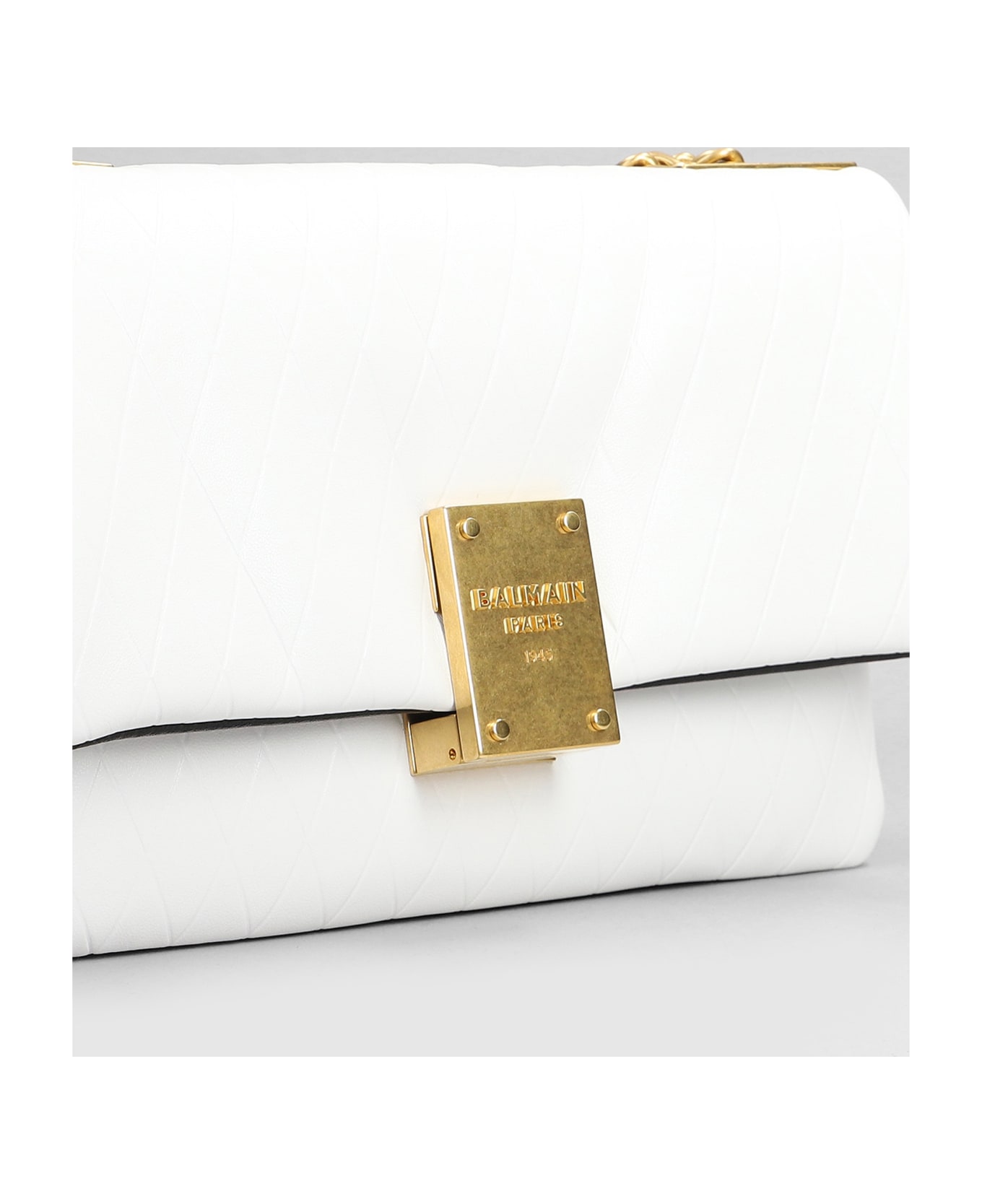 Balmain 1945 Soft Shoulder Bag In White Leather - white ショルダーバッグ