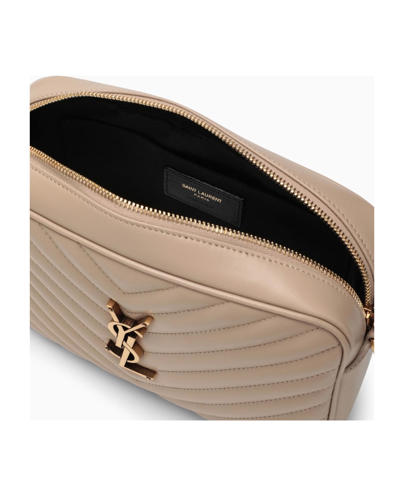 Saint Laurent Lou Zip-up Quilted Crossbody Bag - Beige