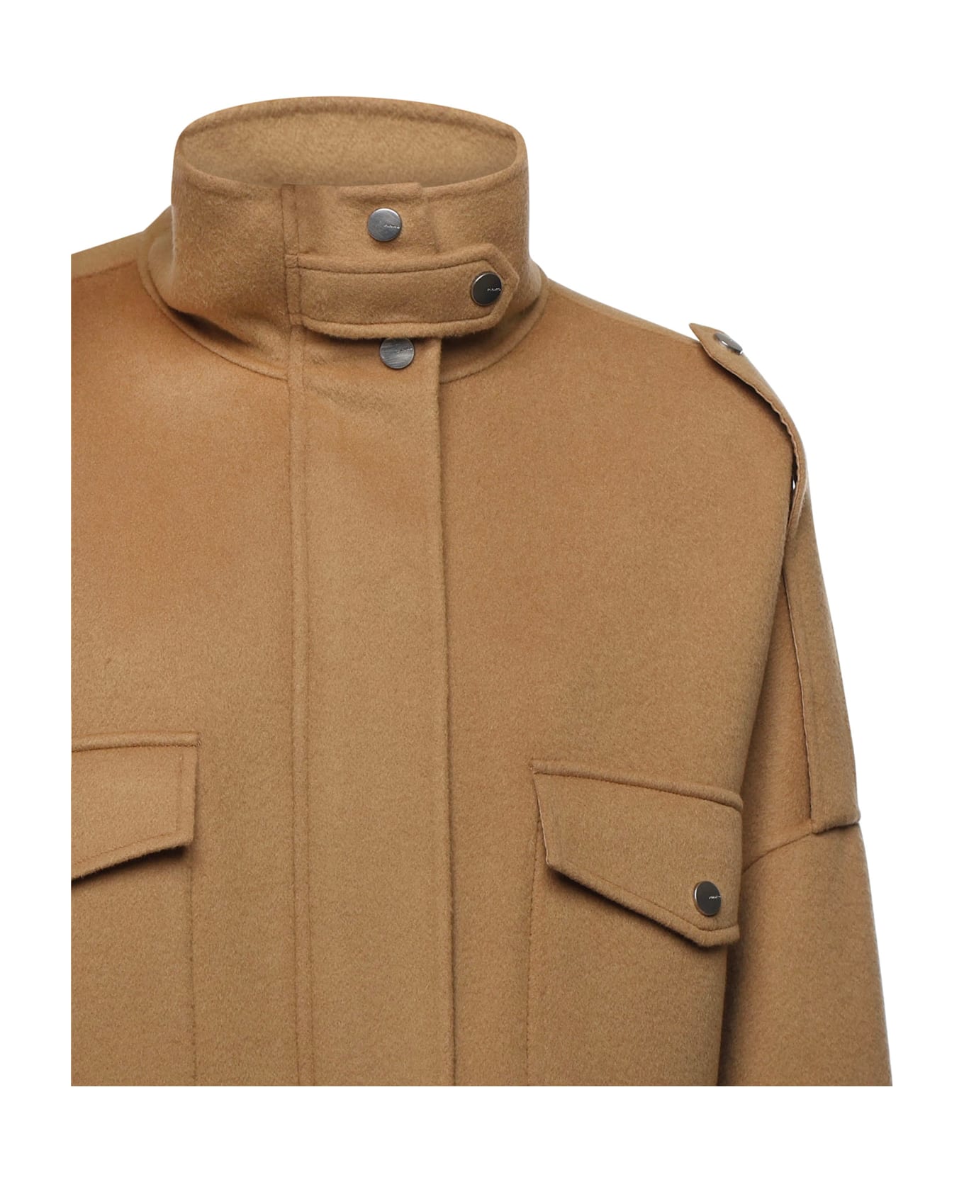 Pinko Double Cloth Caban With High Collar - Camel