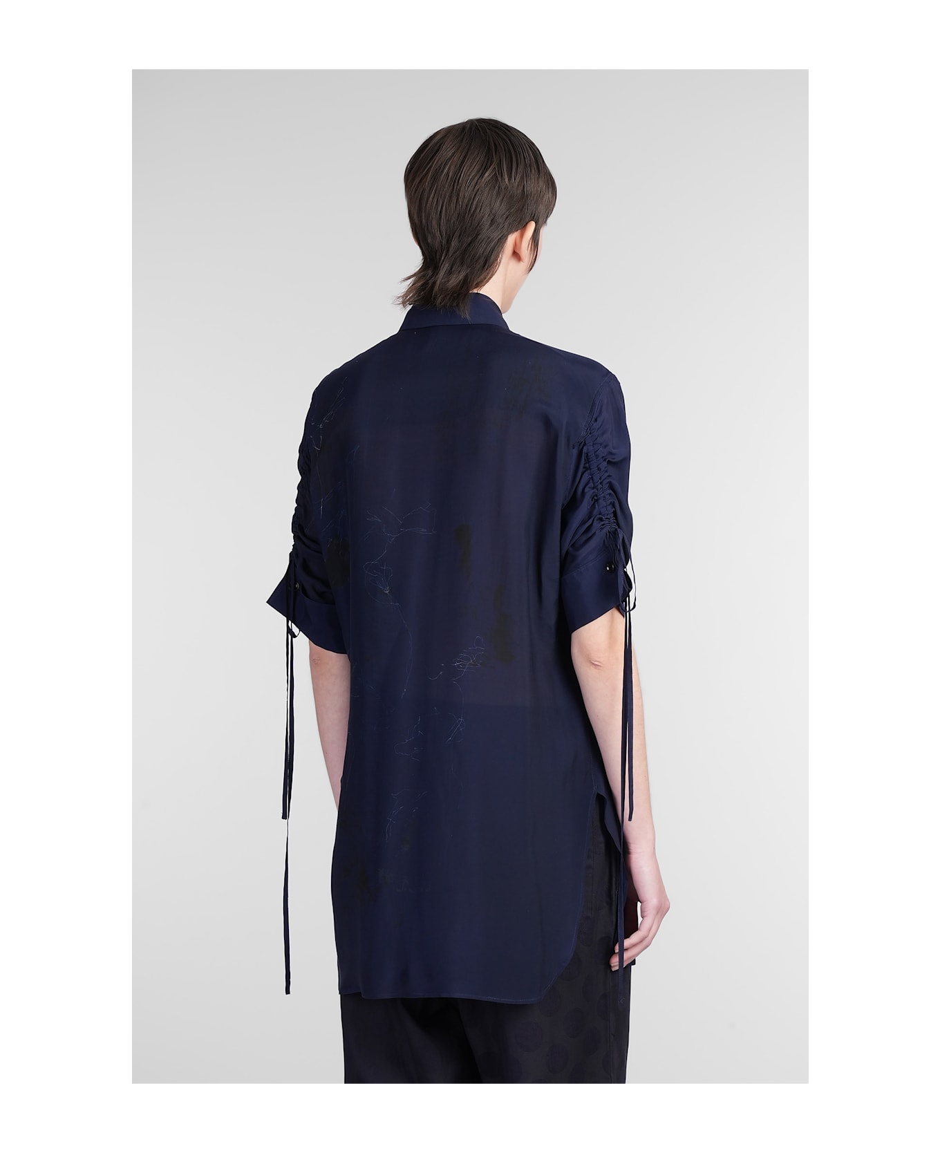 Yohji Yamamoto Shirt In Blue Polyamide Polyester - blue