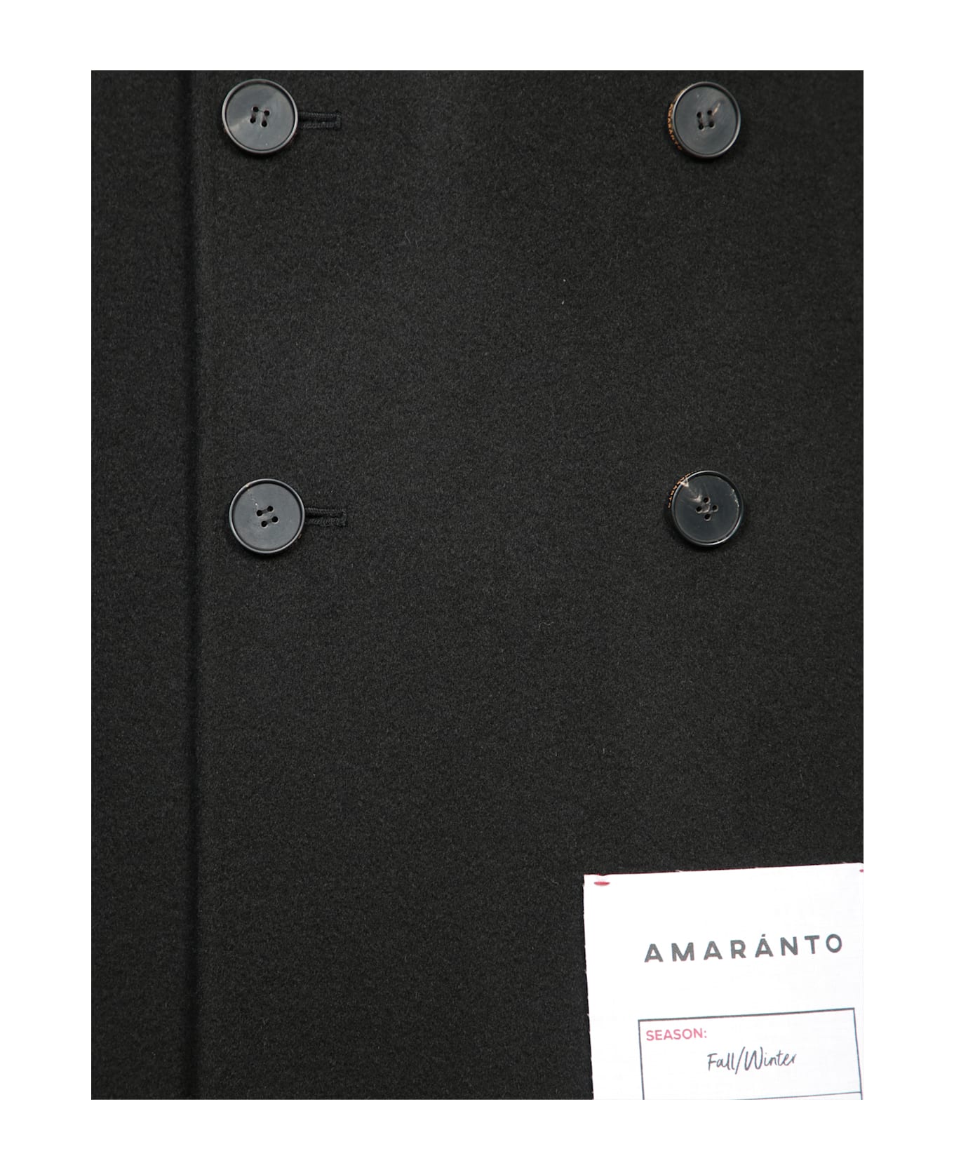 Amaranto Black Double-breasted Coat - Black