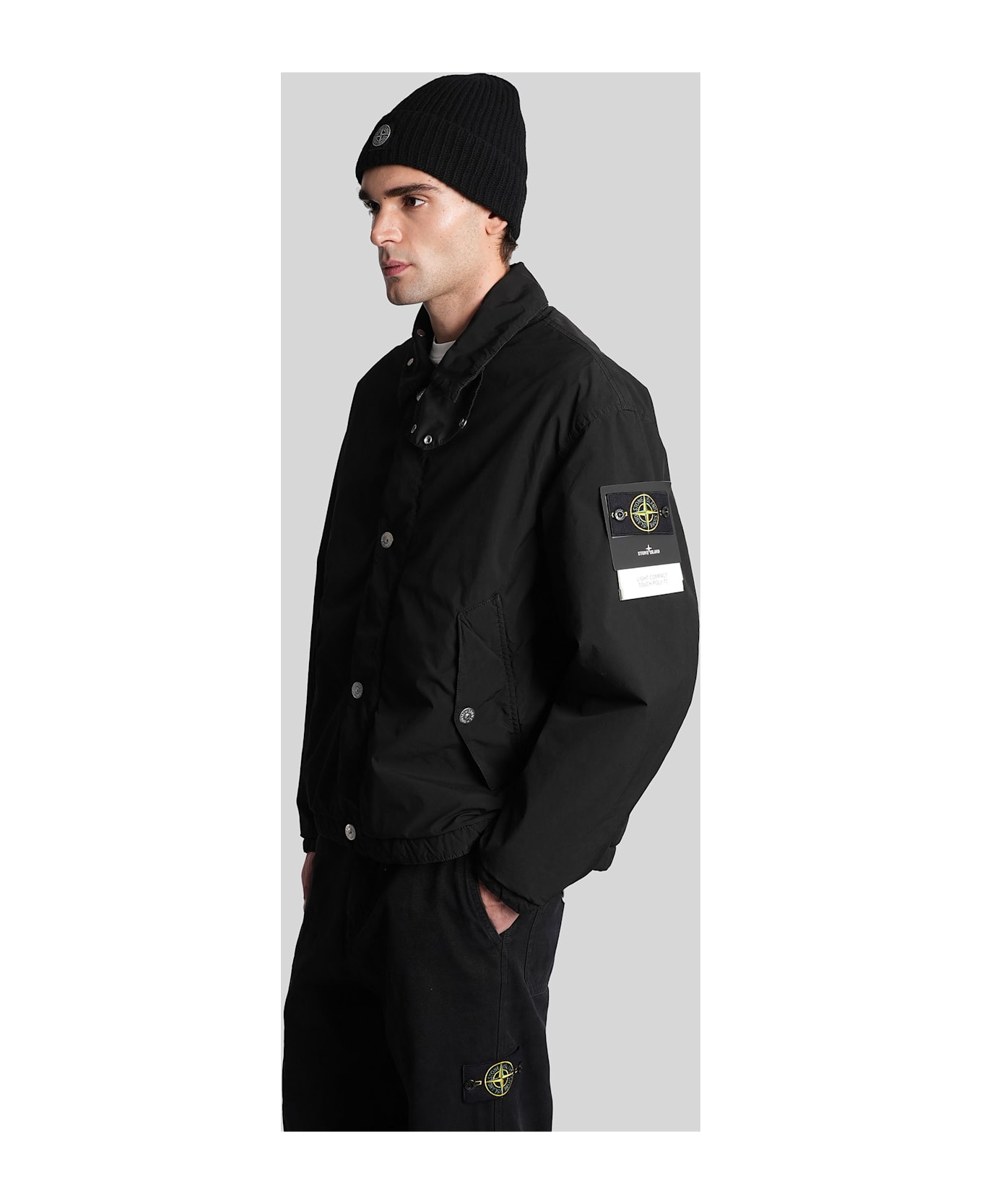 Stone Island Casual Jacket In Black Polyester - black