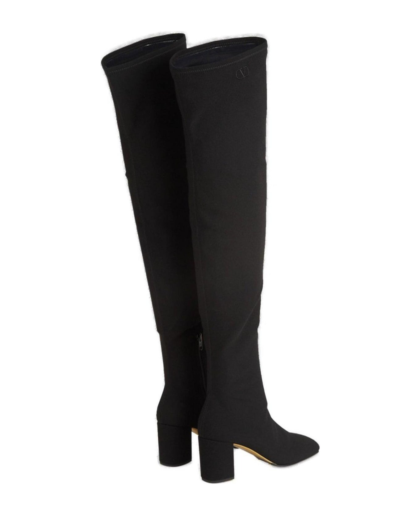 Valentino Garavani Square Toe Thigh-length Boots - Black