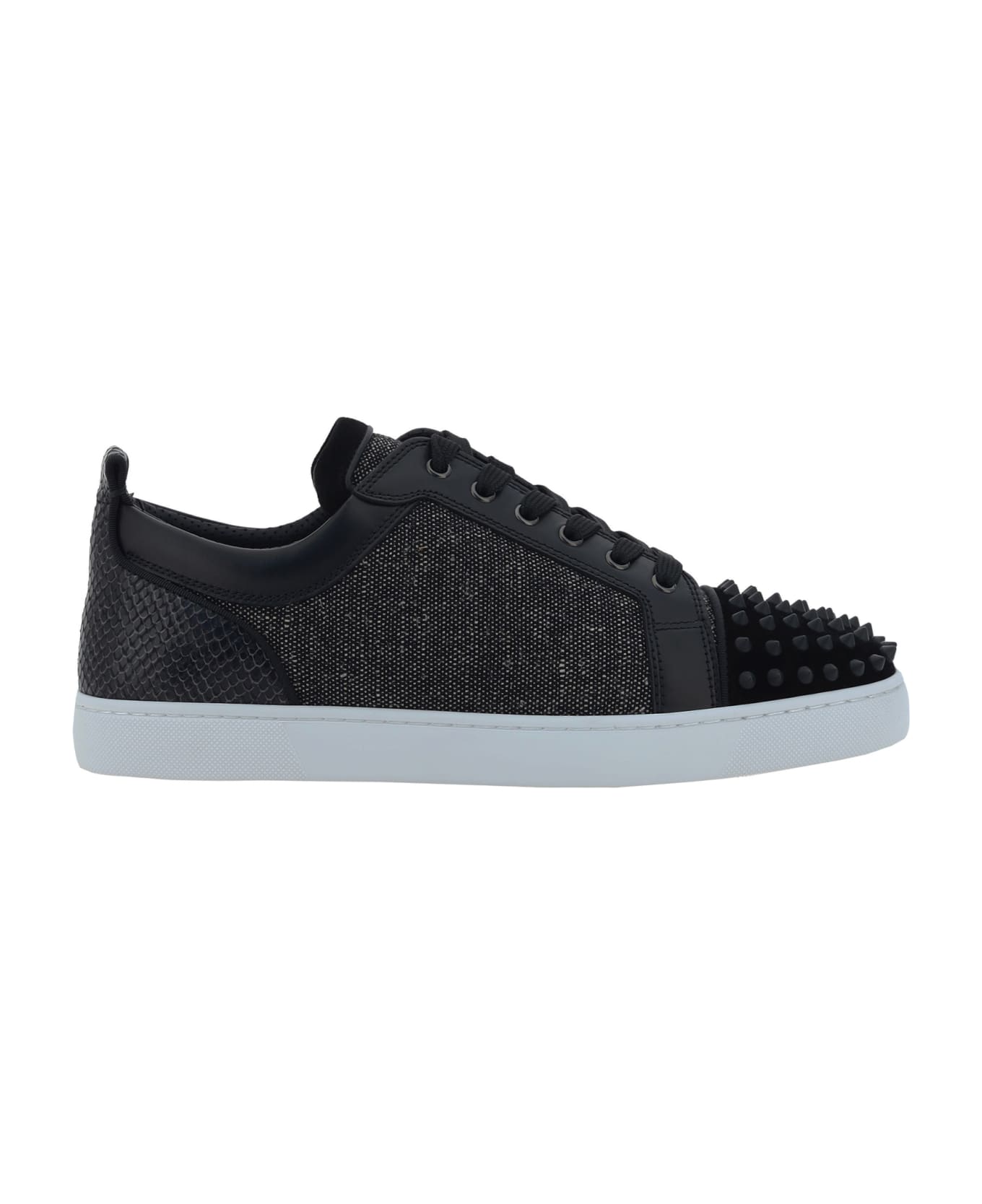 Christian Louboutin Louis Junior Spikes Orlato Sneakers - Black/black Mat