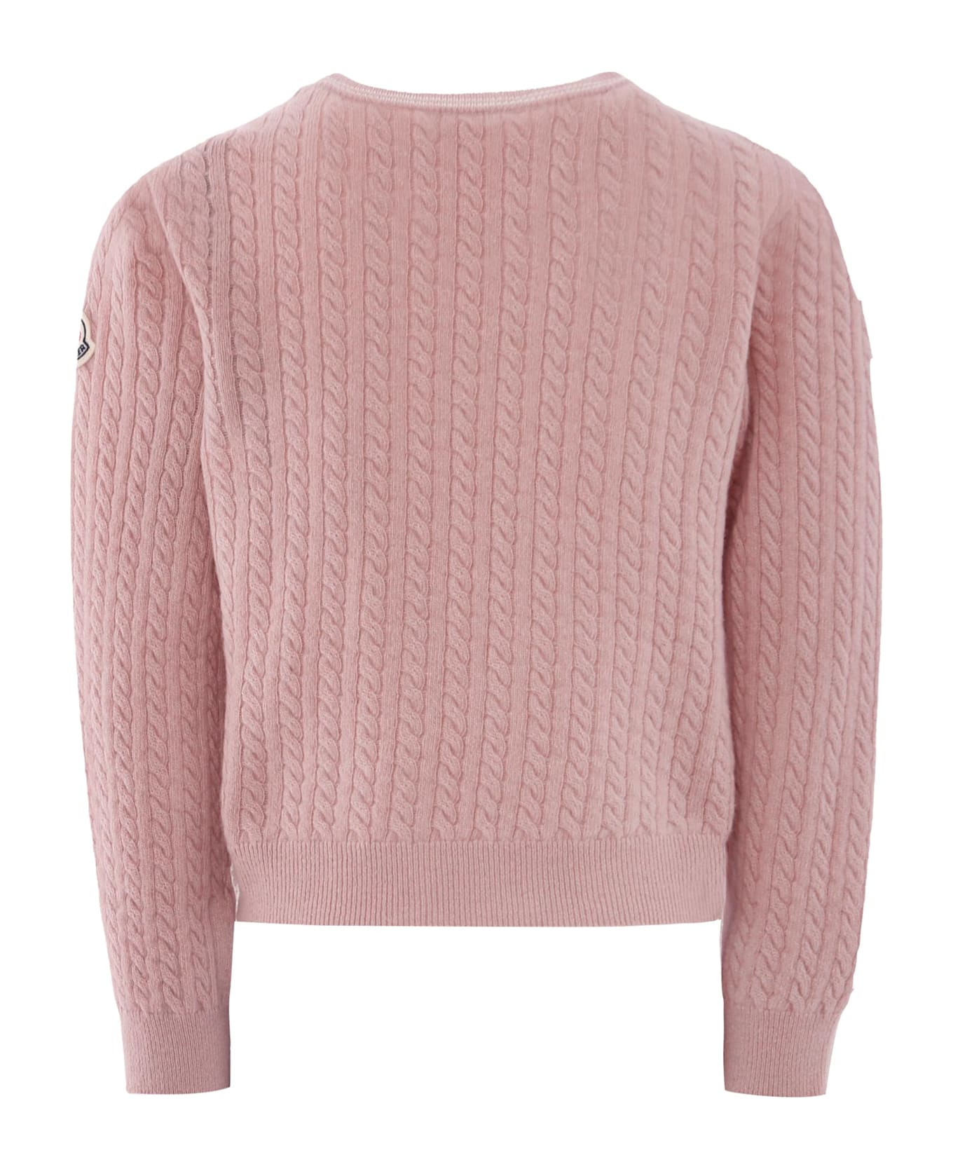 Moncler Pink Sweater For Girl With Logo - Pink