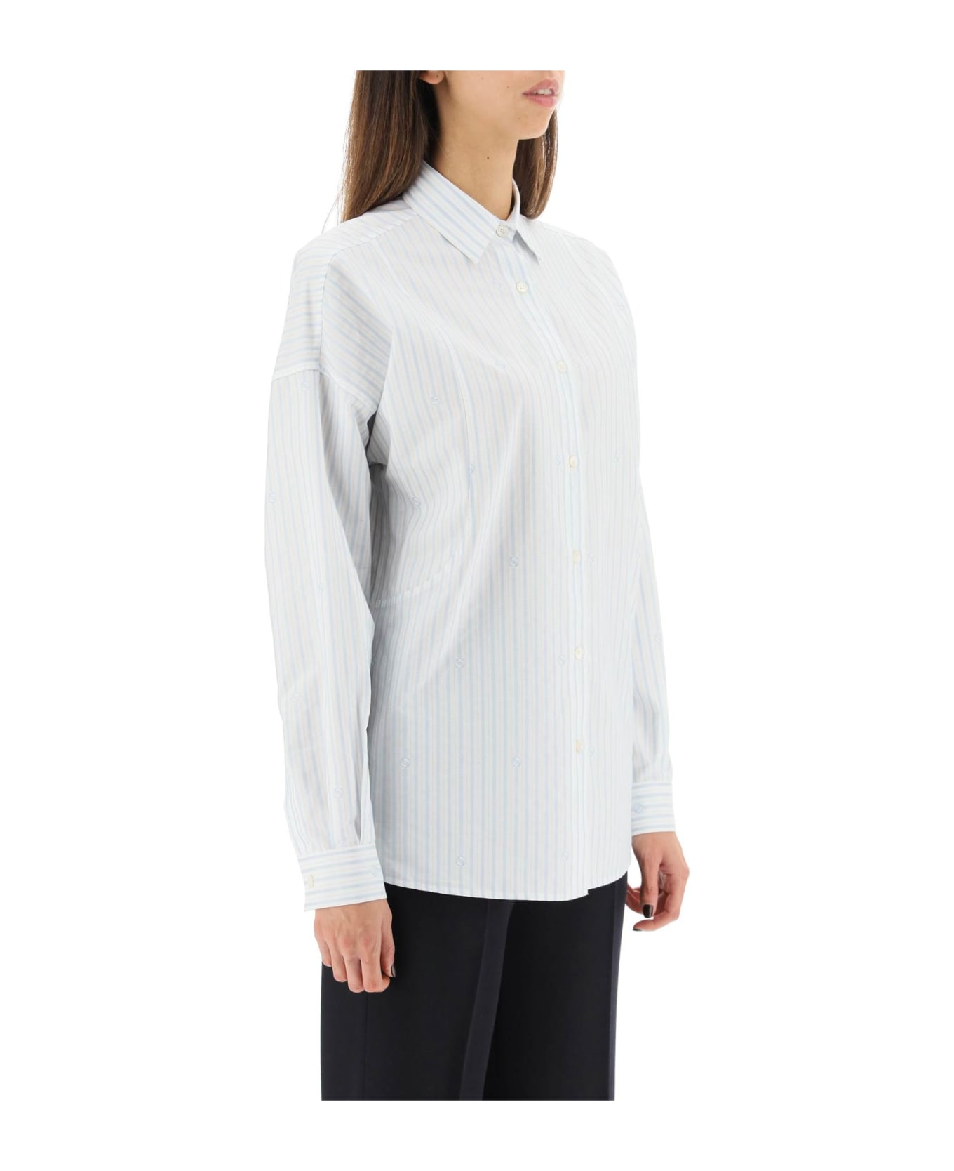 Stella McCartney S-wave Oversized Cotton Shirt - DUSTY BLUE (White) シャツ