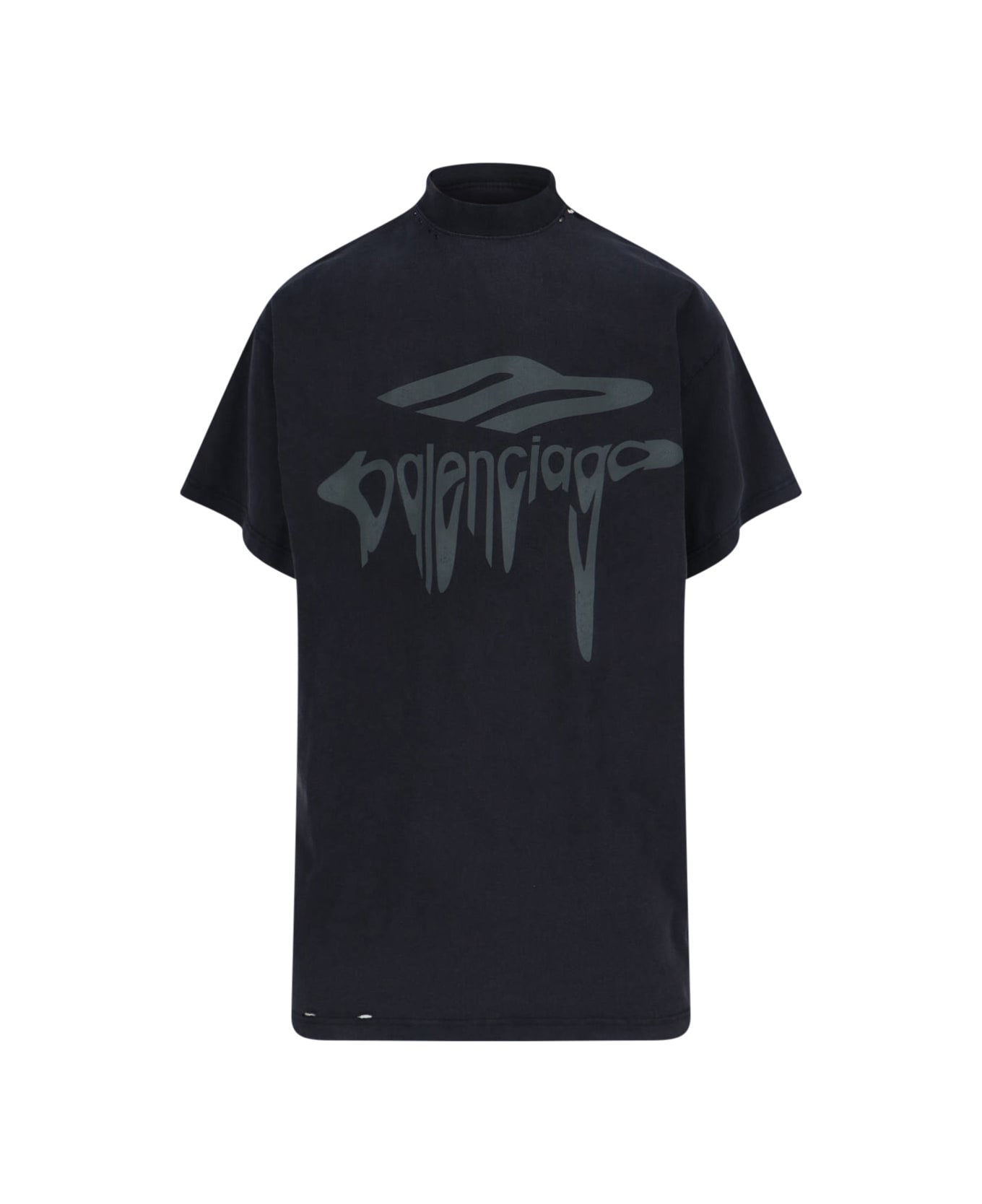 Balenciaga Cotton Crew-neck T-shirt - FADED WASH BLACK